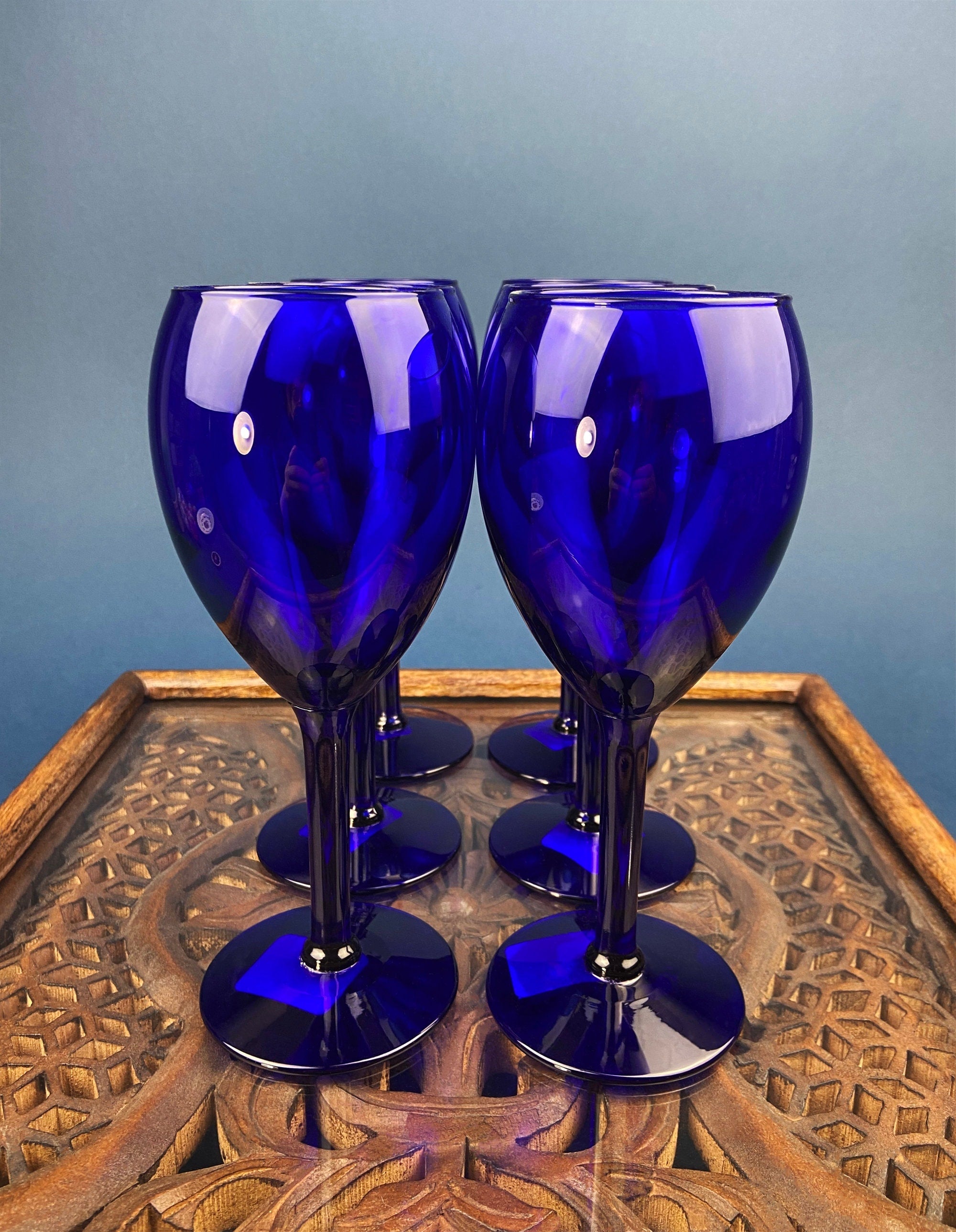Cobalt Blue Wine Glasses – Set of 6