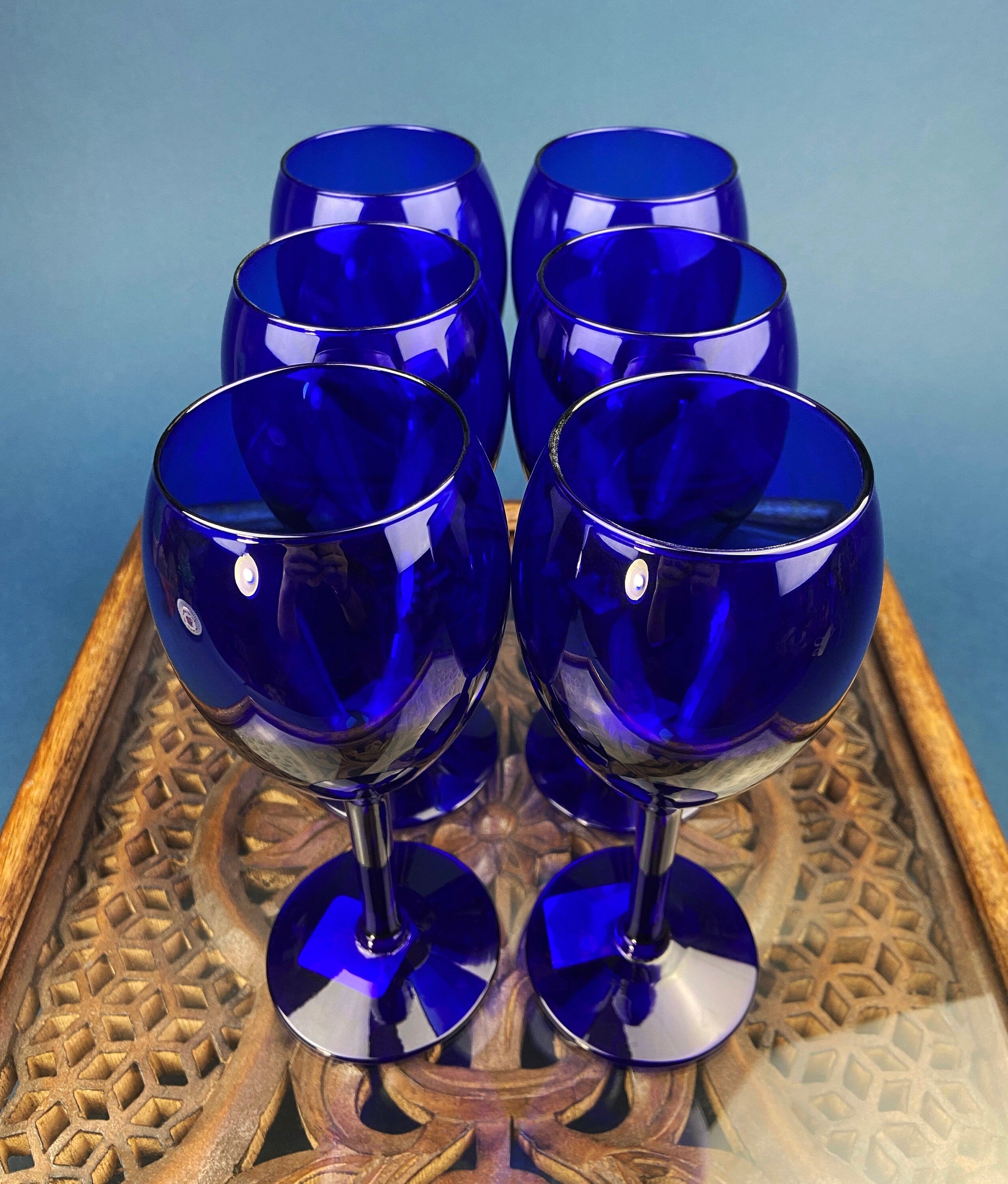 Cobalt Blue Wine Glasses – Set of 6