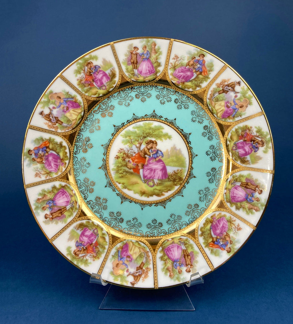 Vintage OTCO Bavaria Fragonard Porcelain Footed Cake Stand