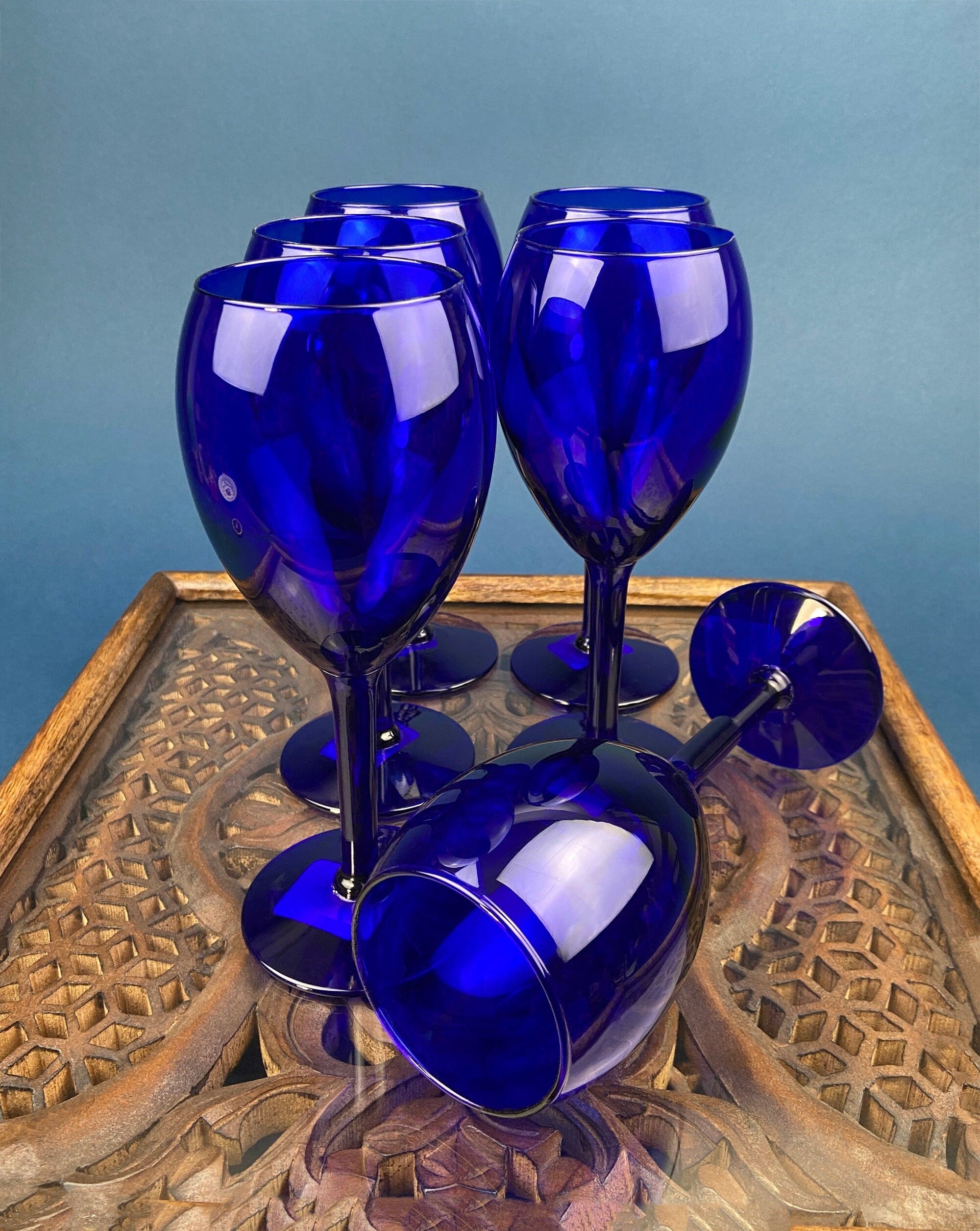 Cobalt Blue Wine Glasses – Set of 6