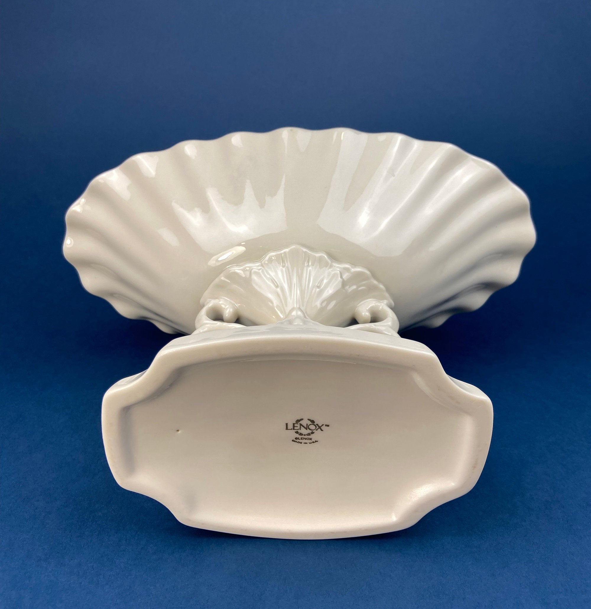 Lenox Aquarius Dolphin Pedestal Compote – Cream Porcelain
