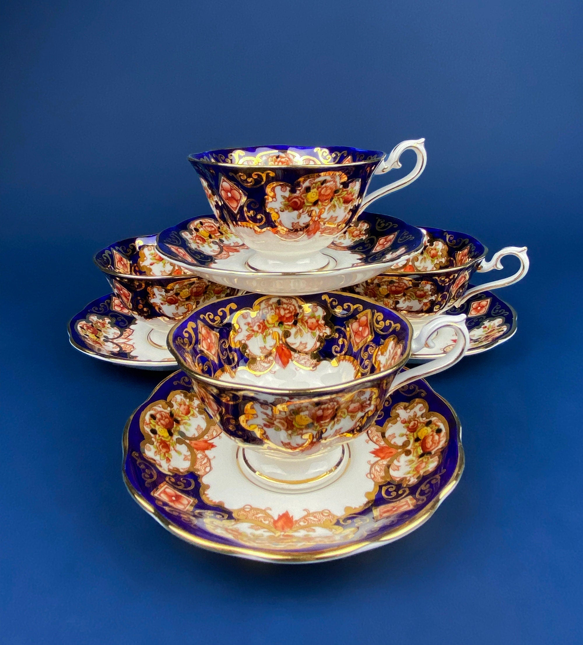 Vintage TeaCup and Saucer. Hand Painted Royal Albert Bone China. Heirloom Pattern. Made in England.