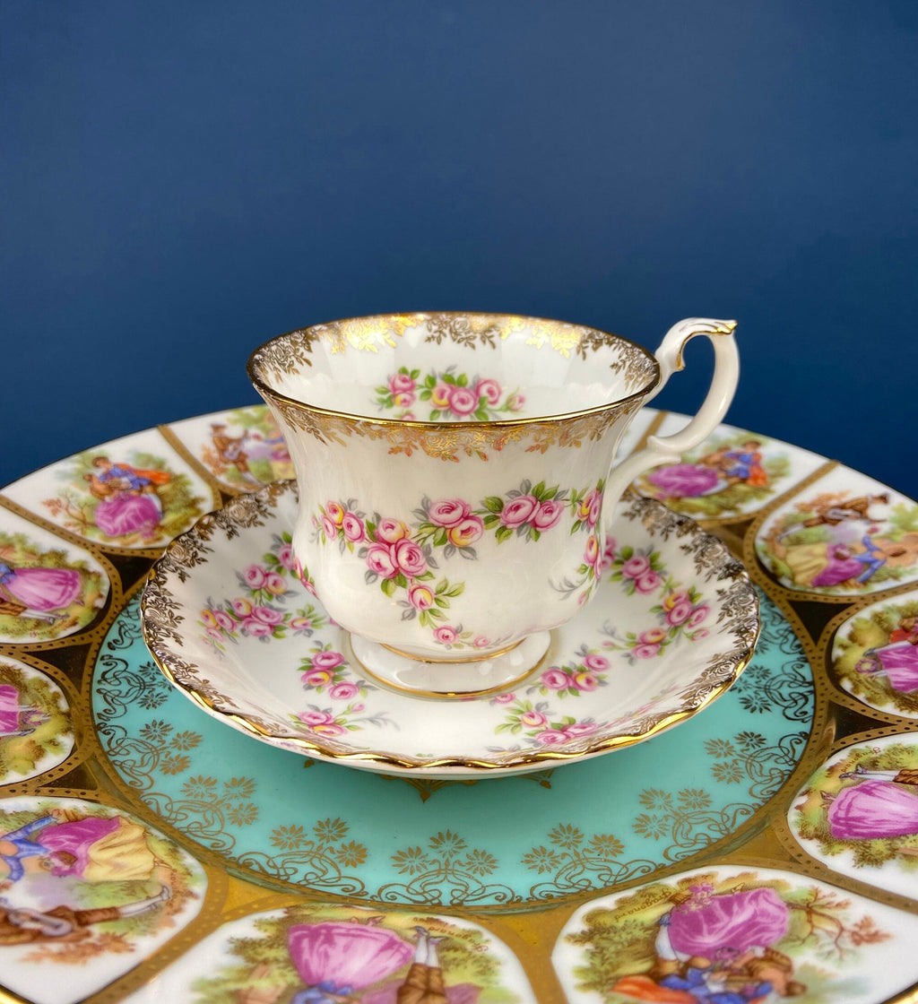 Vintage OTCO Bavaria Fragonard Porcelain Footed Cake Stand