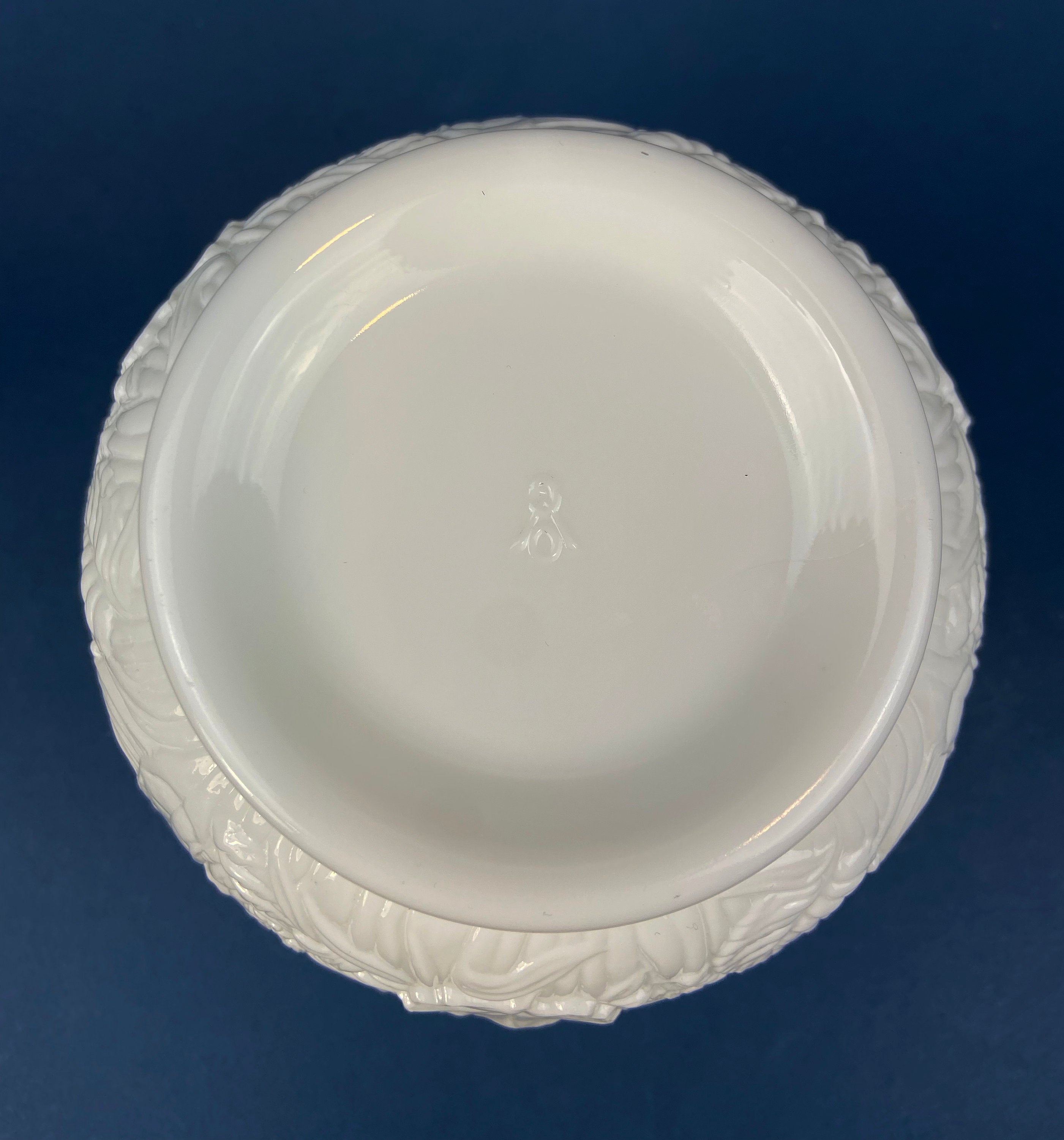 Fenton Milk Glass Vase. Vase with Embossed Wild Flowers and Ruffled Edge. White Bedroom Decor. Collectible Milk Glass.