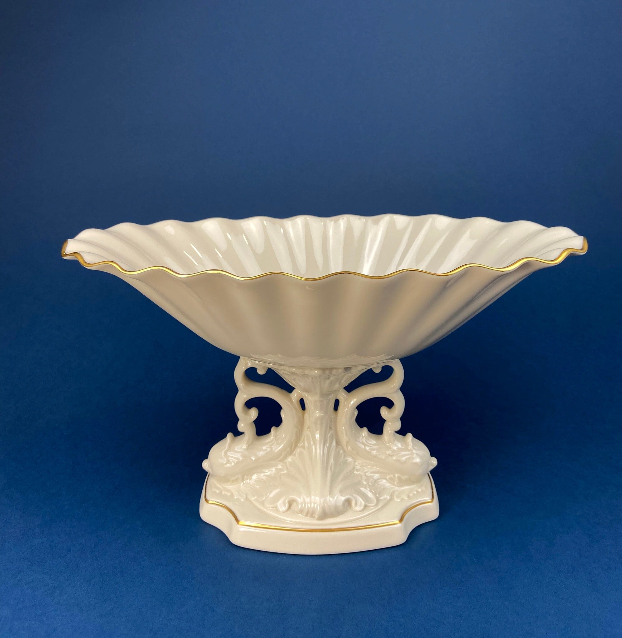 Lenox Aquarius Dolphin Pedestal Compote – Cream Porcelain