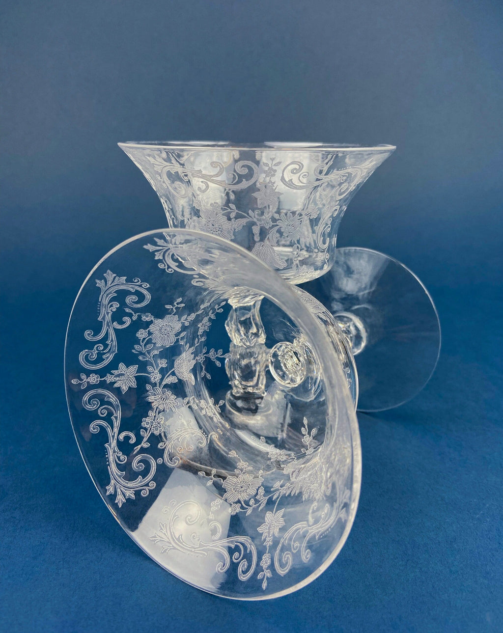 Cambridge Chantilly Etched Crystal Sherbet Glasses – Set of 9