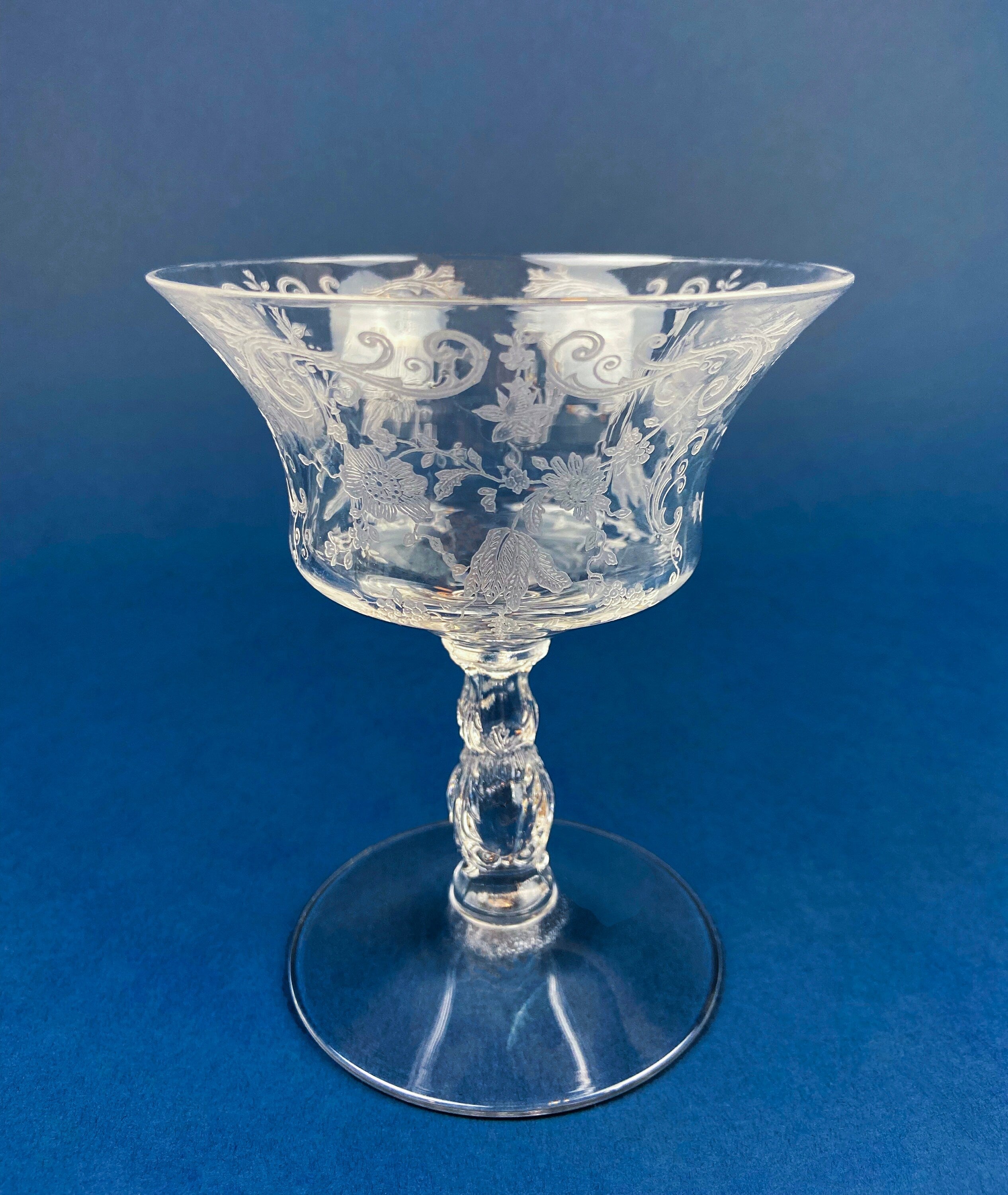 Cambridge Chantilly Etched Crystal Sherbet Glasses – Set of 9