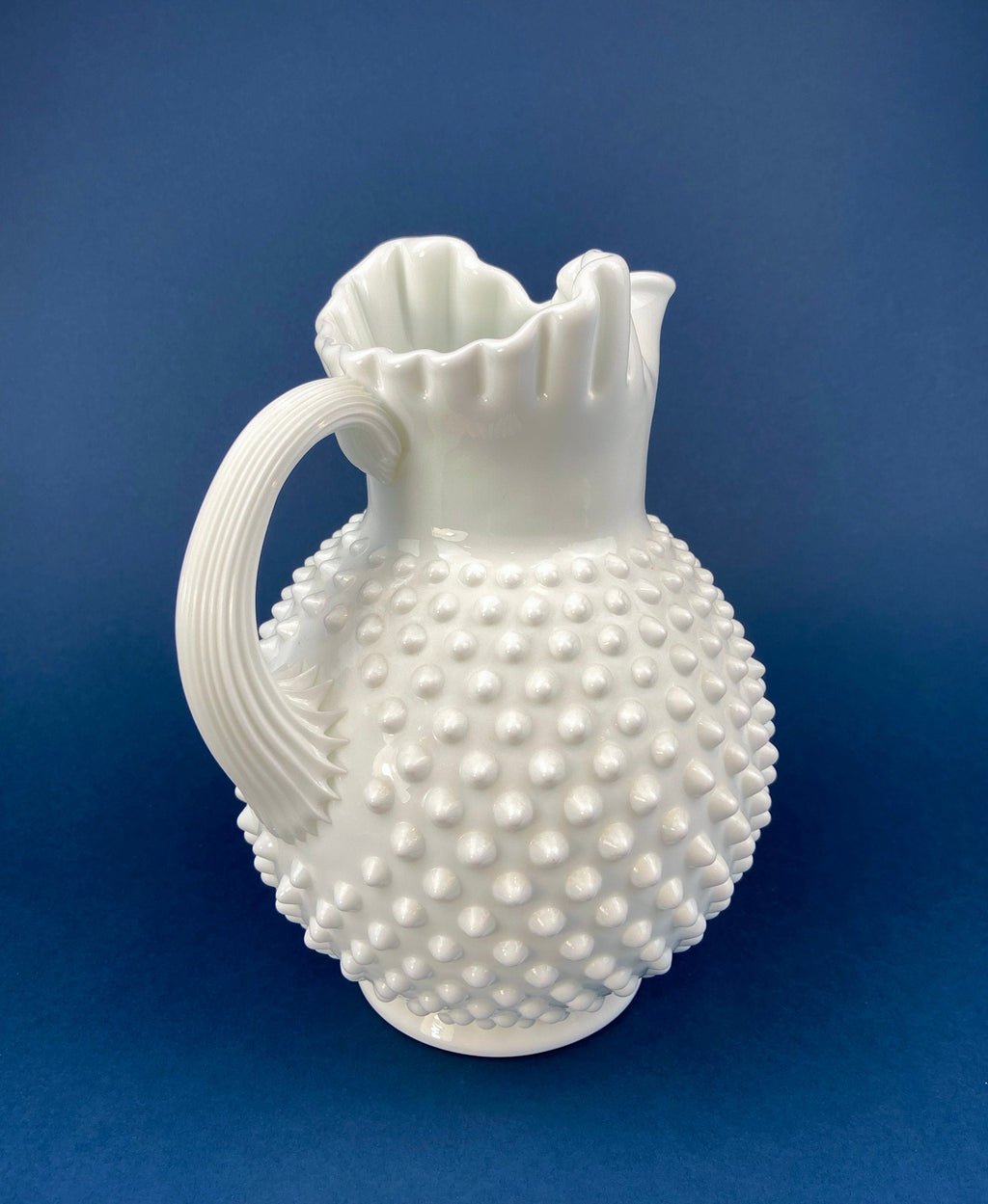 Westmoreland Milk Glass Pitcher with Geometrical Pattern. Modern White Jug. Dining Room Decor. Country Cottage. Gift for Him/Her.