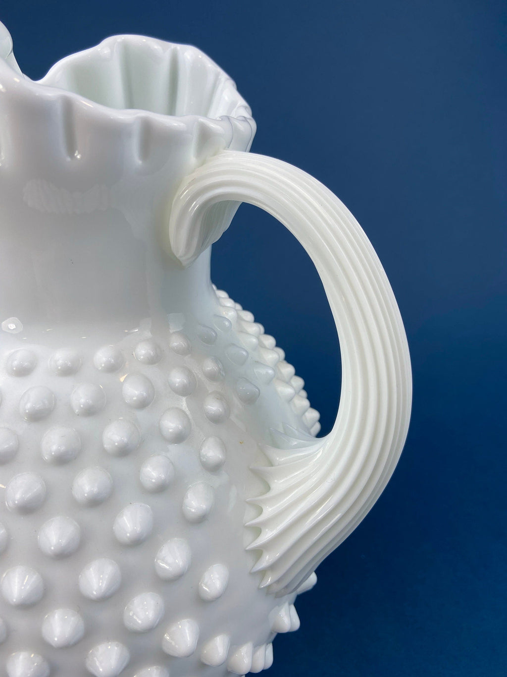 Westmoreland Milk Glass Pitcher with Geometrical Pattern. Modern White Jug. Dining Room Decor. Country Cottage. Gift for Him/Her.