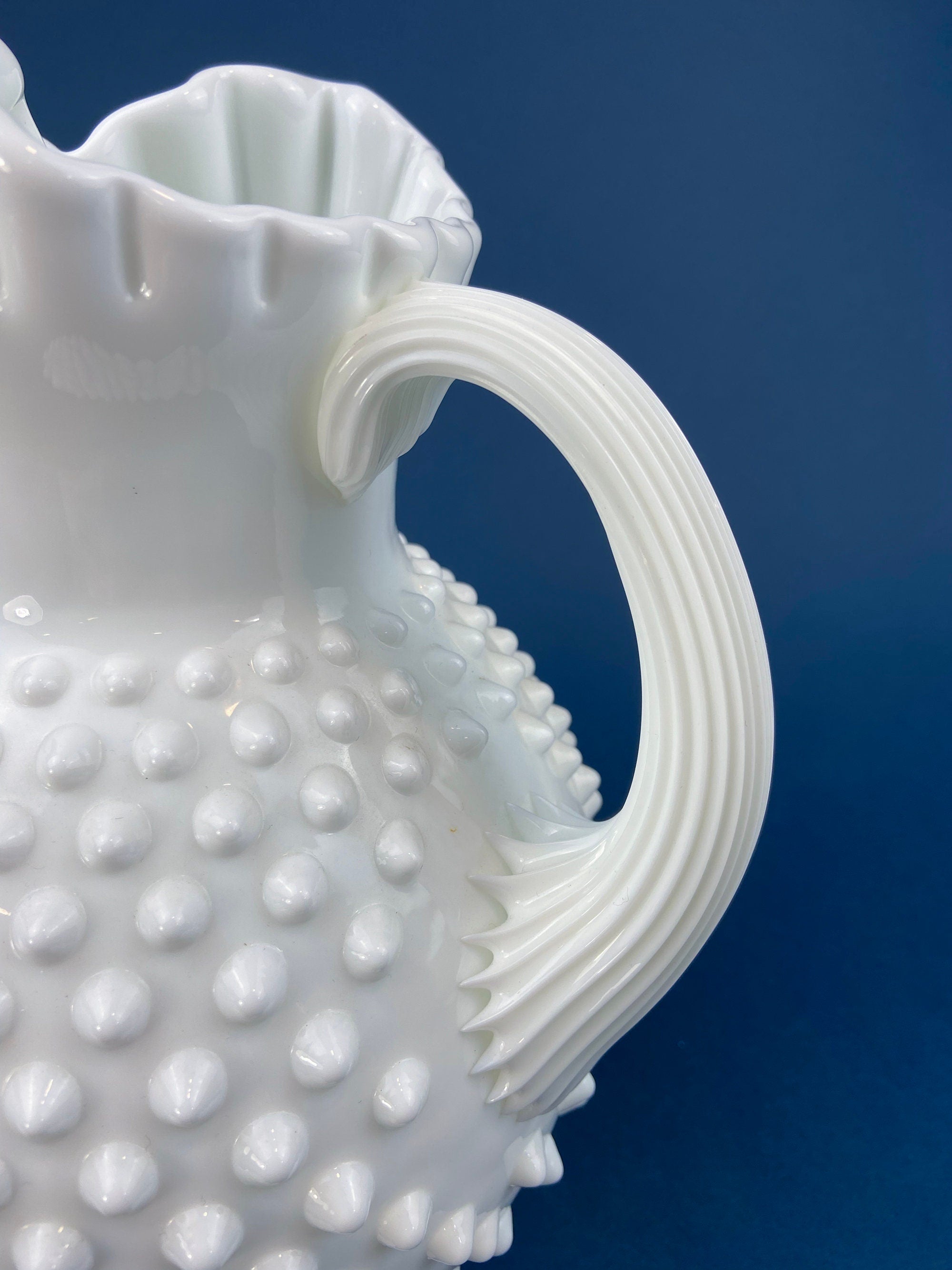 Westmoreland Milk Glass Pitcher with Geometrical Pattern. Modern White Jug. Dining Room Decor. Country Cottage. Gift for Him/Her.