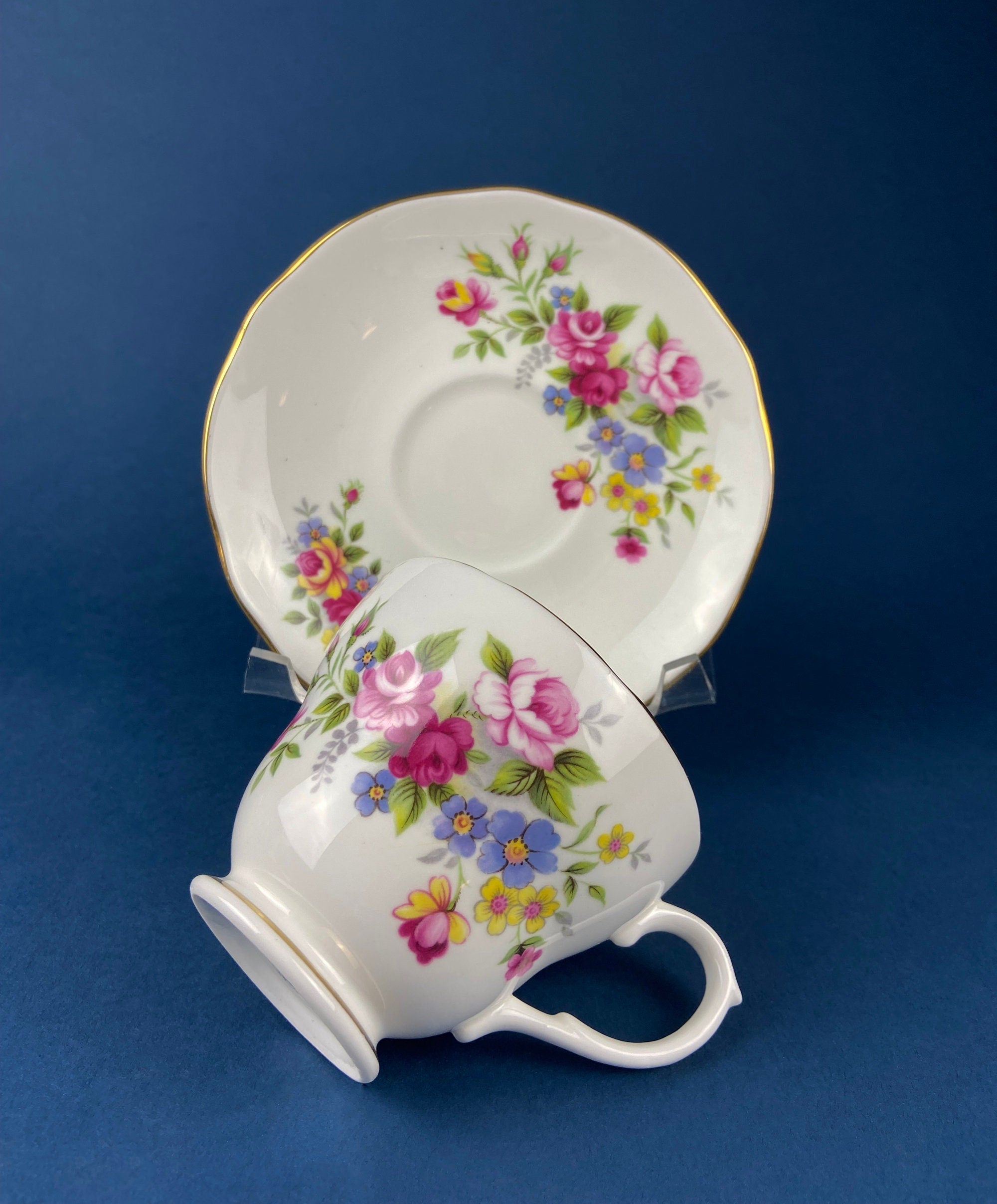 Vintage Duchess Bone China Tea Cup and Saucer: Floral Cottagecore Collectible