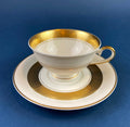 Royal Jackson Tea Cup & Saucer – Cream Porcelain with Gold Band, Made in USA