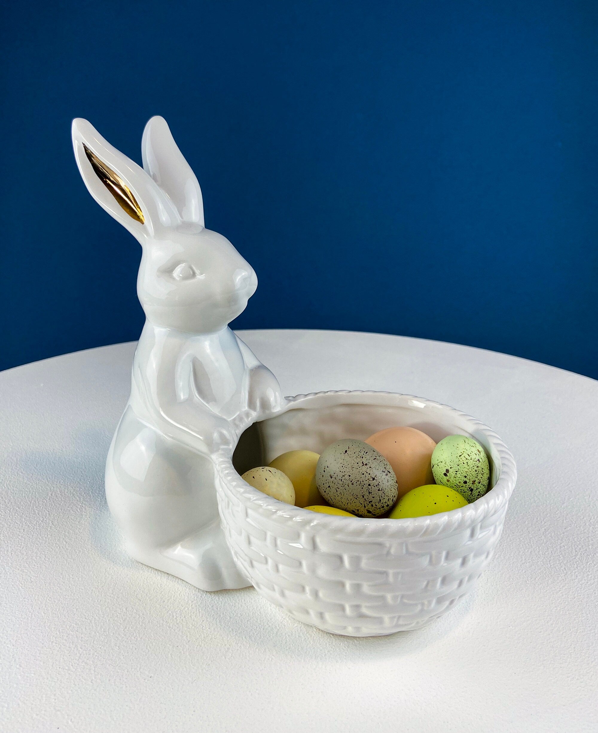 White Porcelain Bunny Stand | Candy Dish, Cupcake Stand & Candle Holder