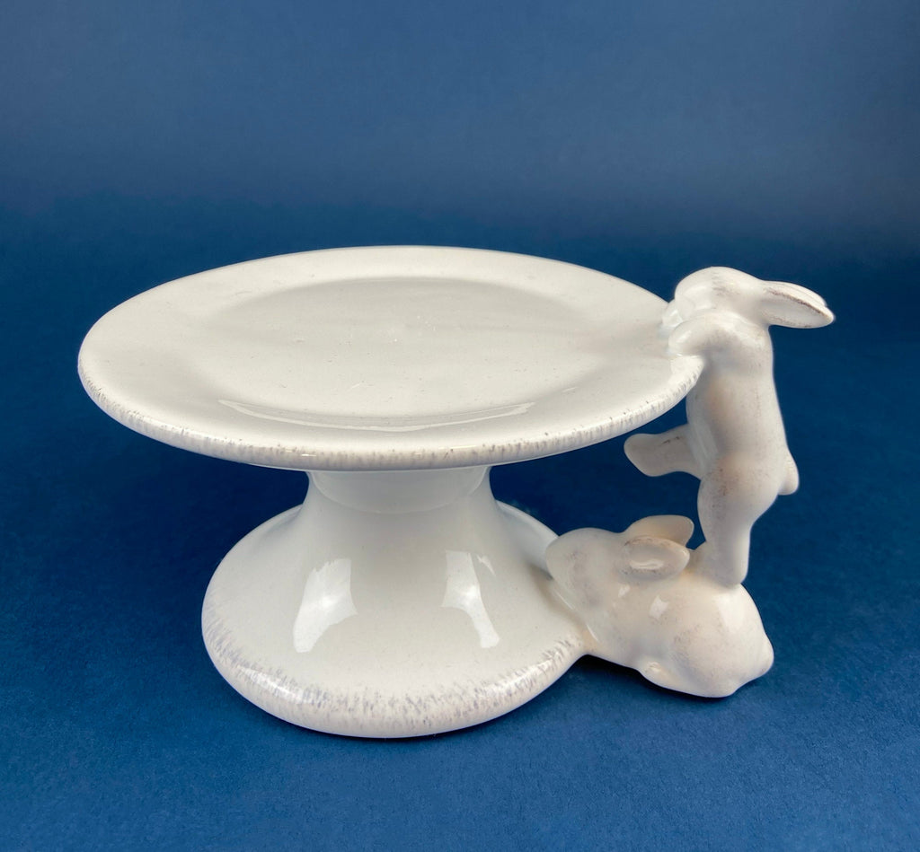 White Porcelain Bunny Stand | Candy Dish, Cupcake Stand & Candle Holder