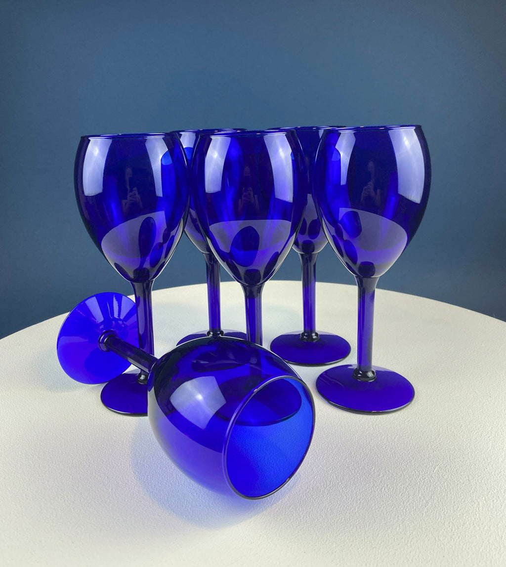 Cobalt Blue Wine Glasses – Set of 6 (Tall)