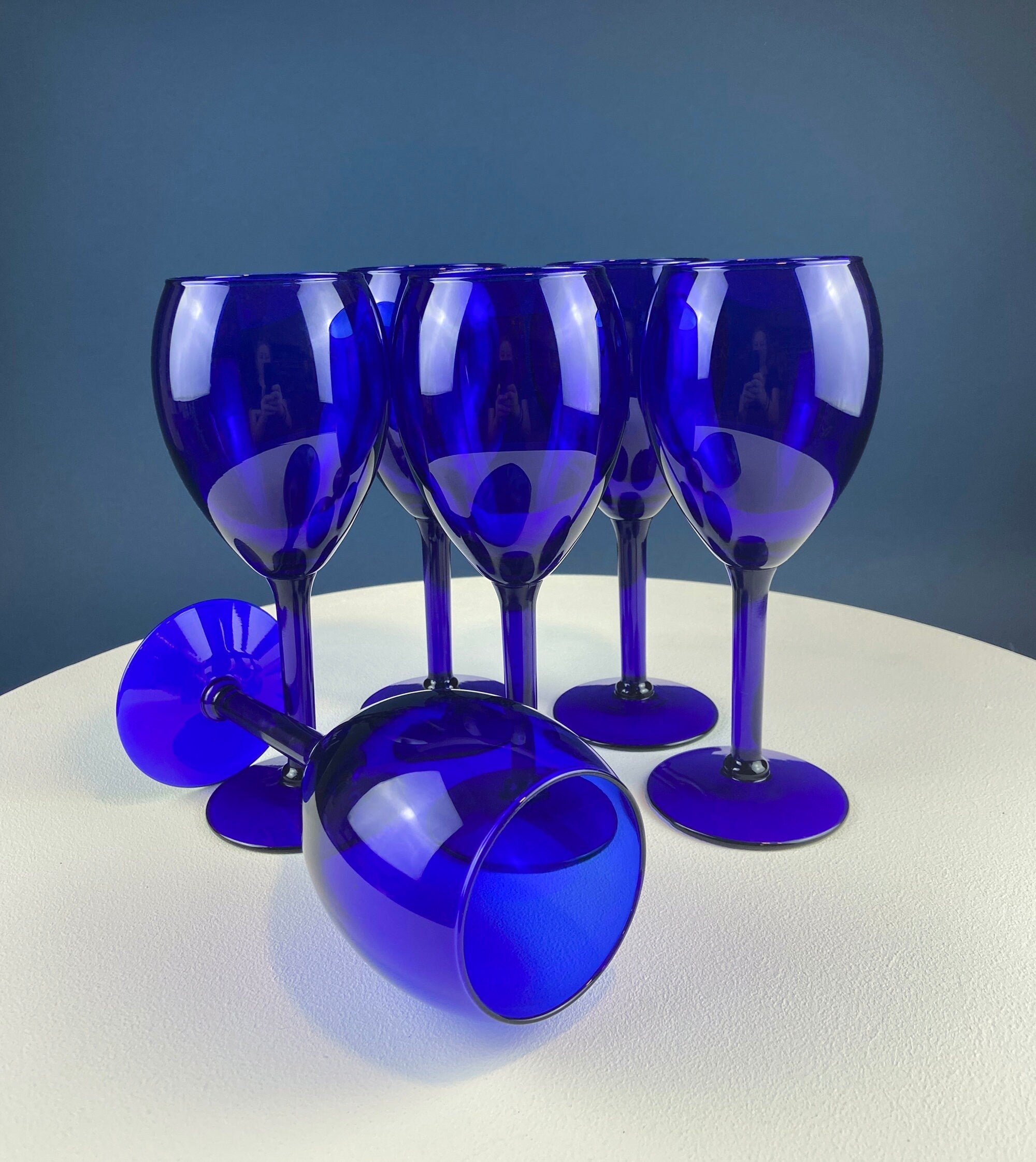 Cobalt Blue Wine Glasses – Set of 6 (Tall)
