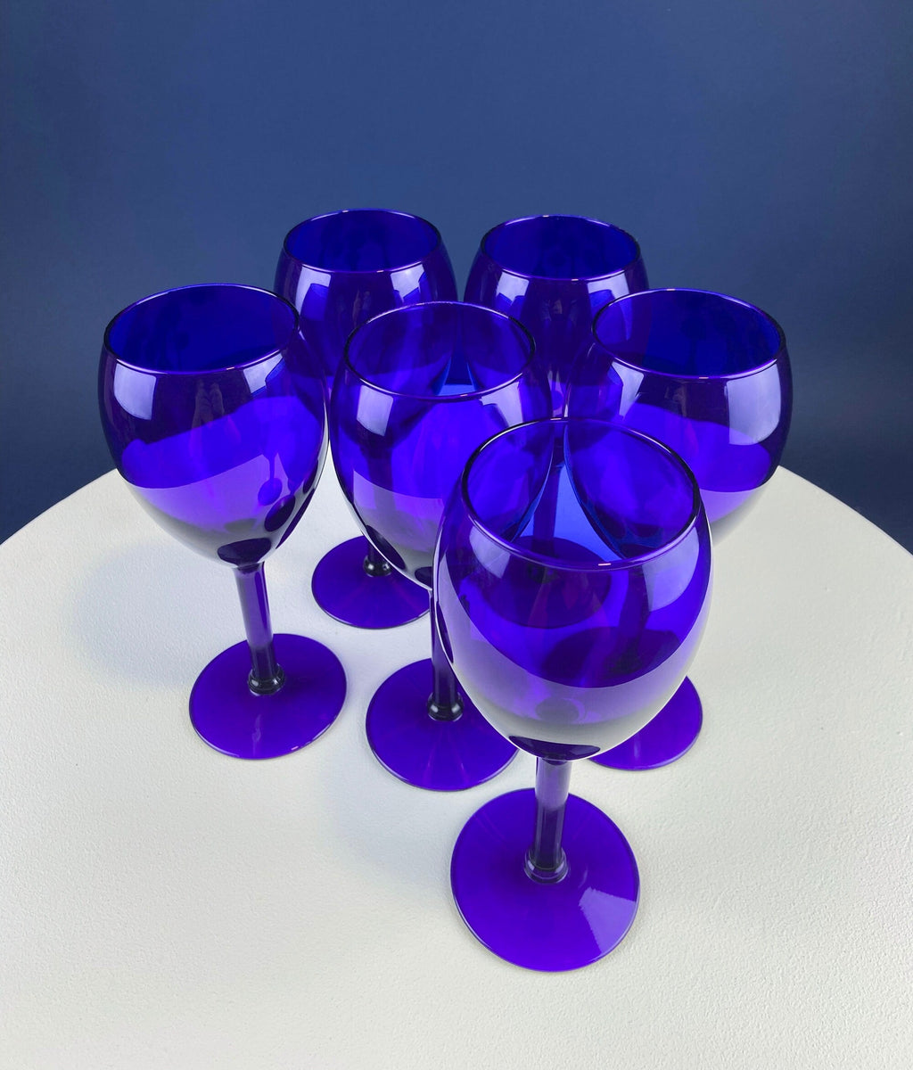Cobalt Blue Wine Glasses – Set of 6 (Tall)