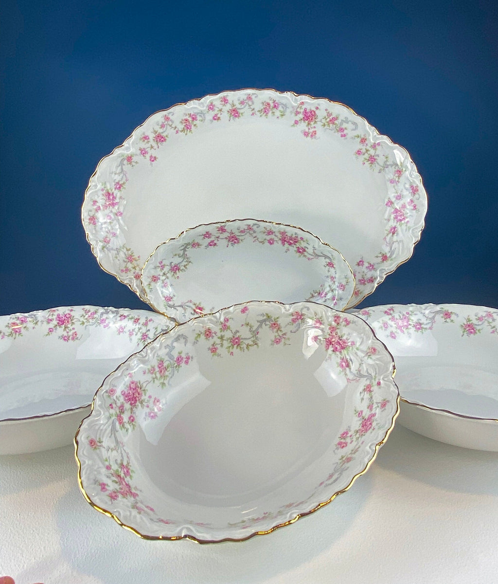 Antique Hutschenreuther Pink Rose Garland Serving Set – 5 Pieces