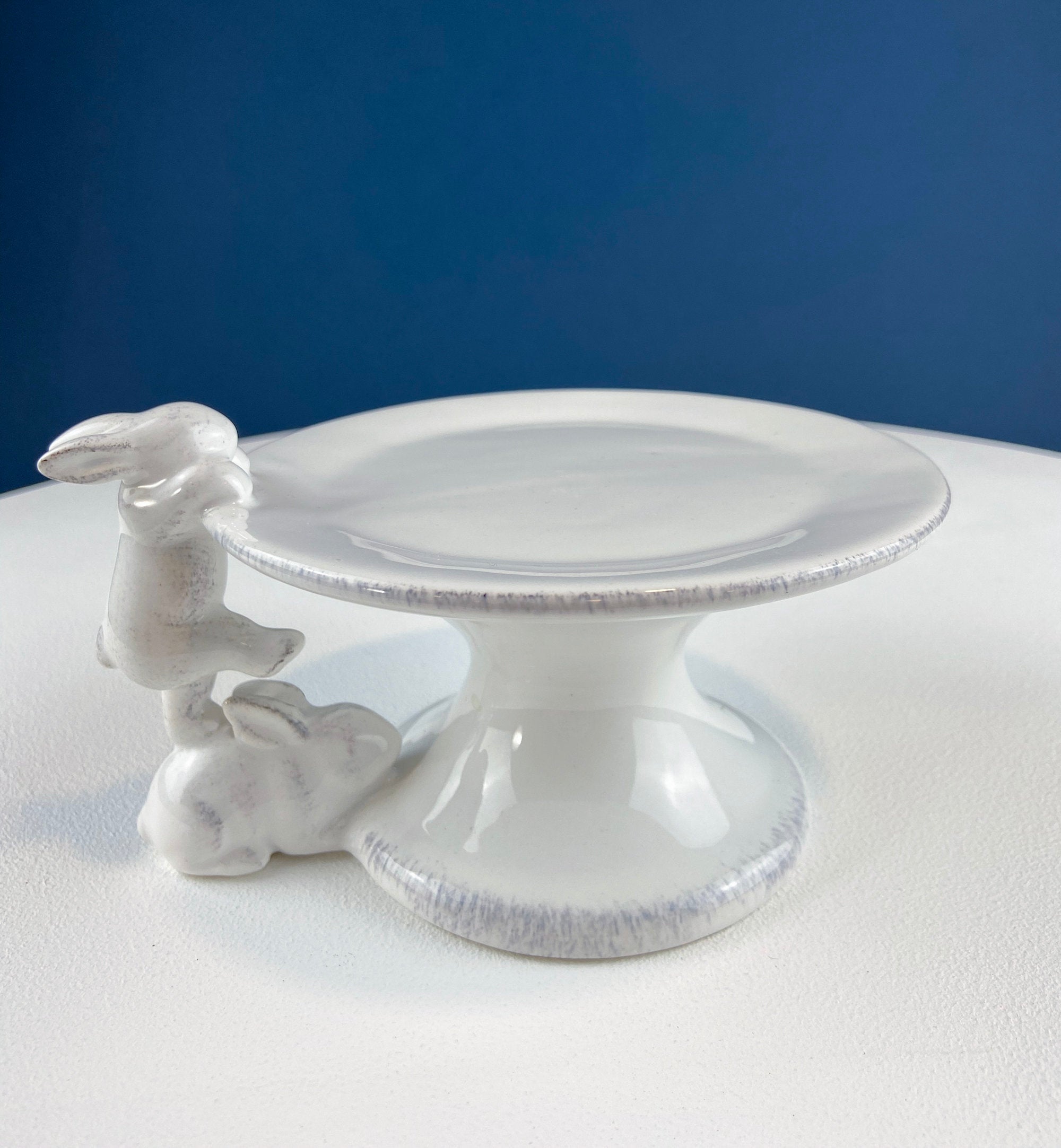 White Porcelain Bunny Stand | Candy Dish, Cupcake Stand & Candle Holder