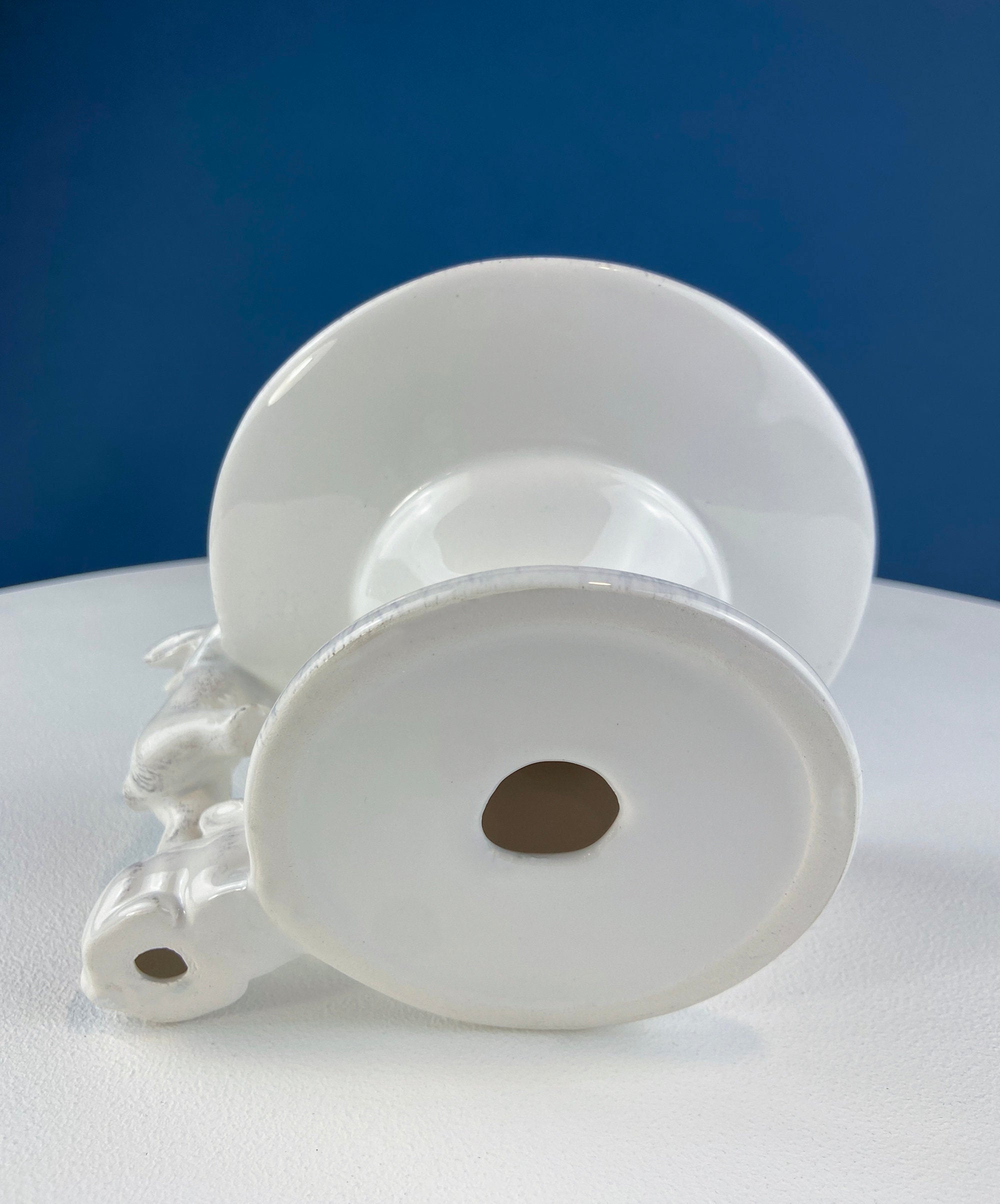 White Porcelain Bunny Stand | Candy Dish, Cupcake Stand & Candle Holder