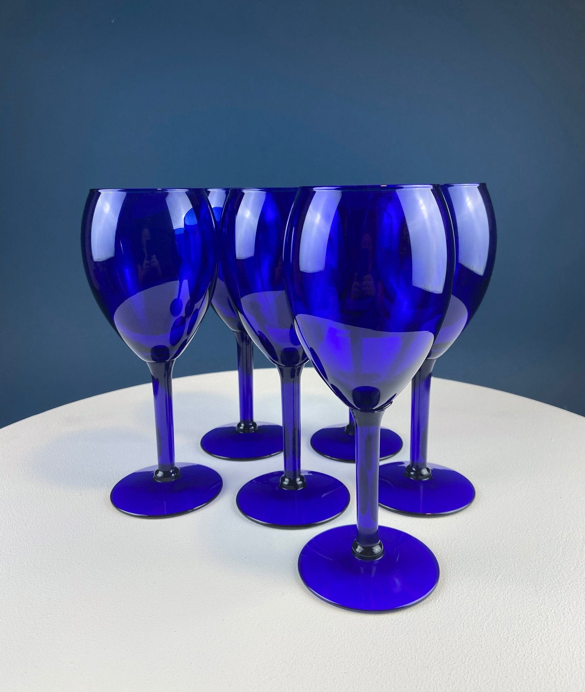 Cobalt Blue Wine Glasses – Set of 6 (Tall)