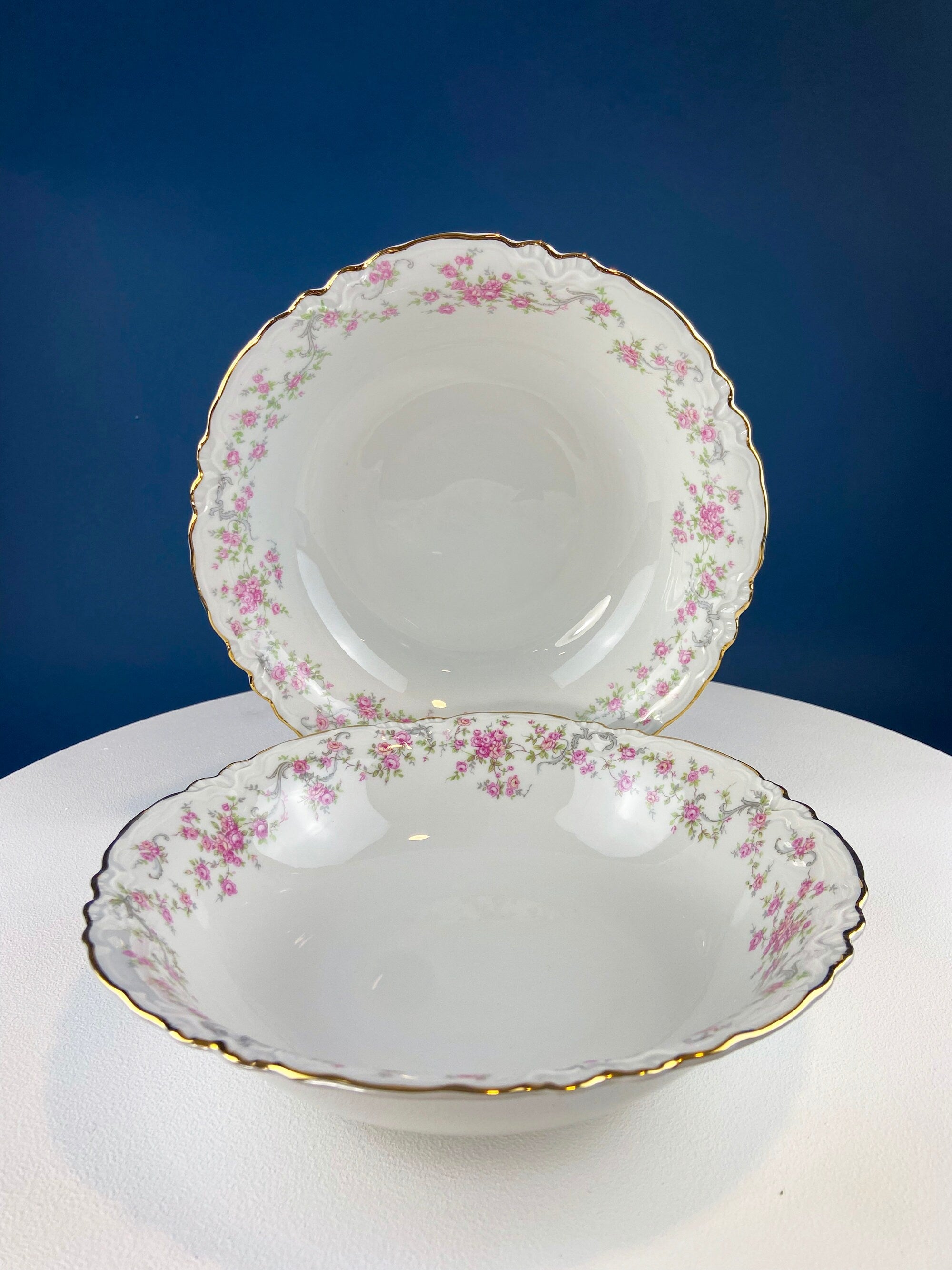 Antique Hutschenreuther Pink Rose Garland Serving Set – 5 Pieces