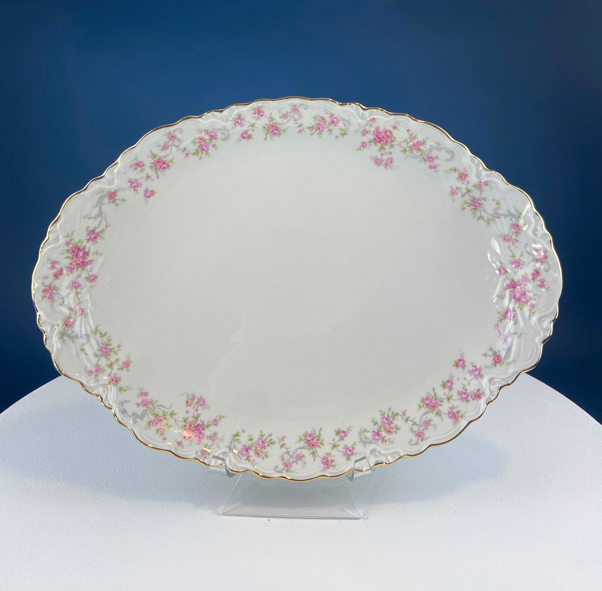 Antique Hutschenreuther Pink Rose Garland Serving Set – 5 Pieces