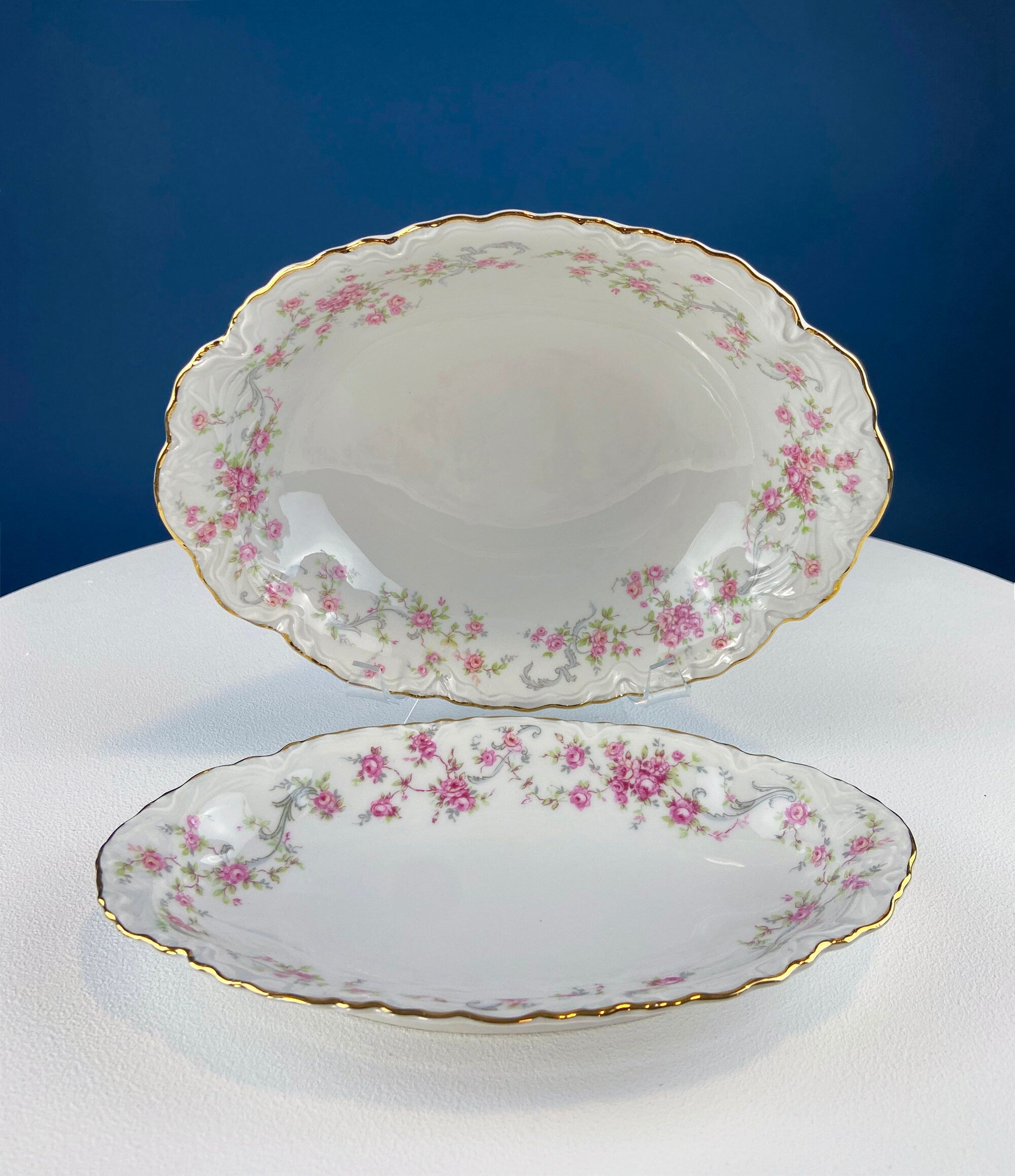 Antique Hutschenreuther Pink Rose Garland Serving Set – 5 Pieces