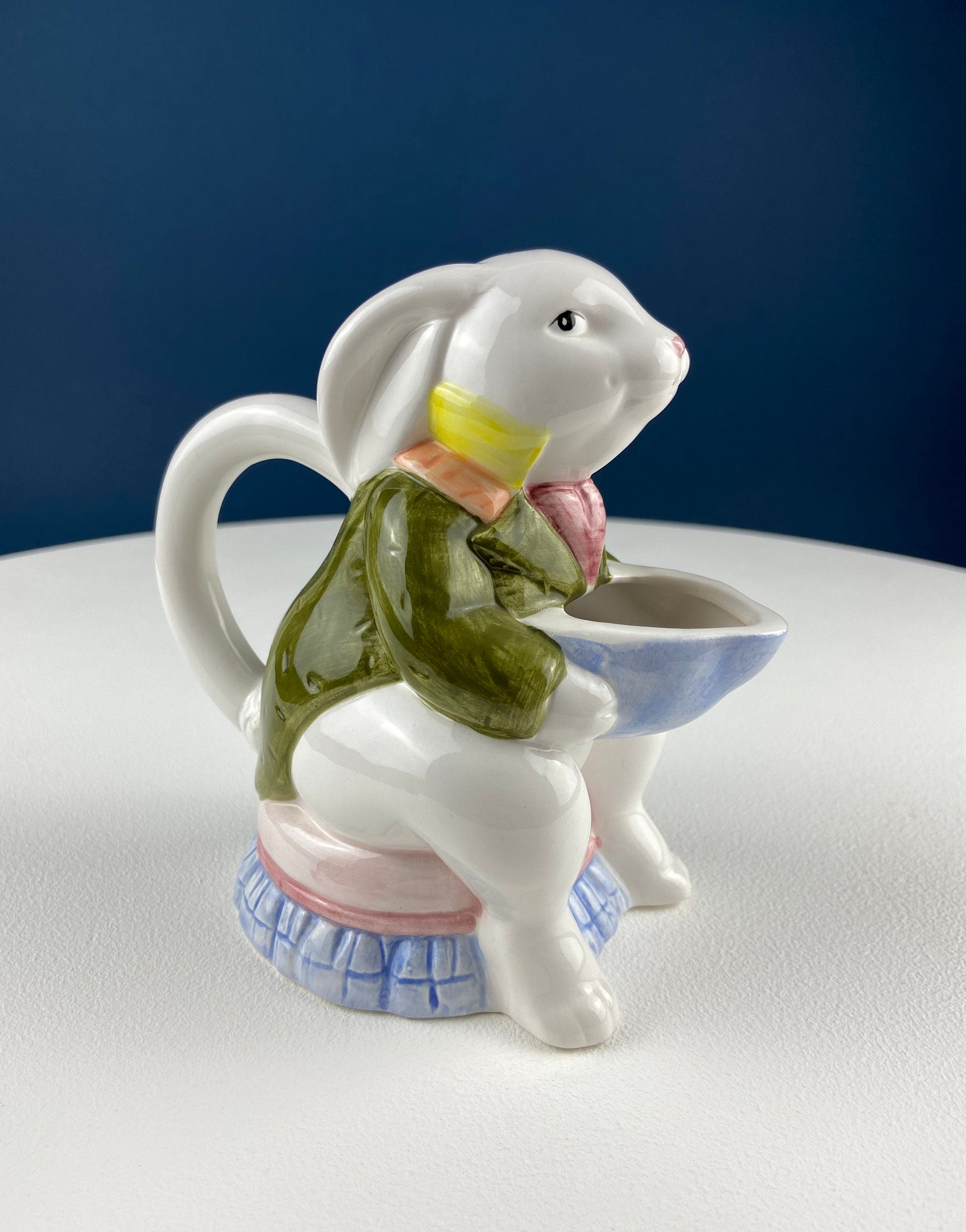 Cute Bunny Sitting in Armchair Creamer. Animal Creamer or Honey Dispenser. Funny Cream Serving Dish. Fun Breakfast Dish for Kids.