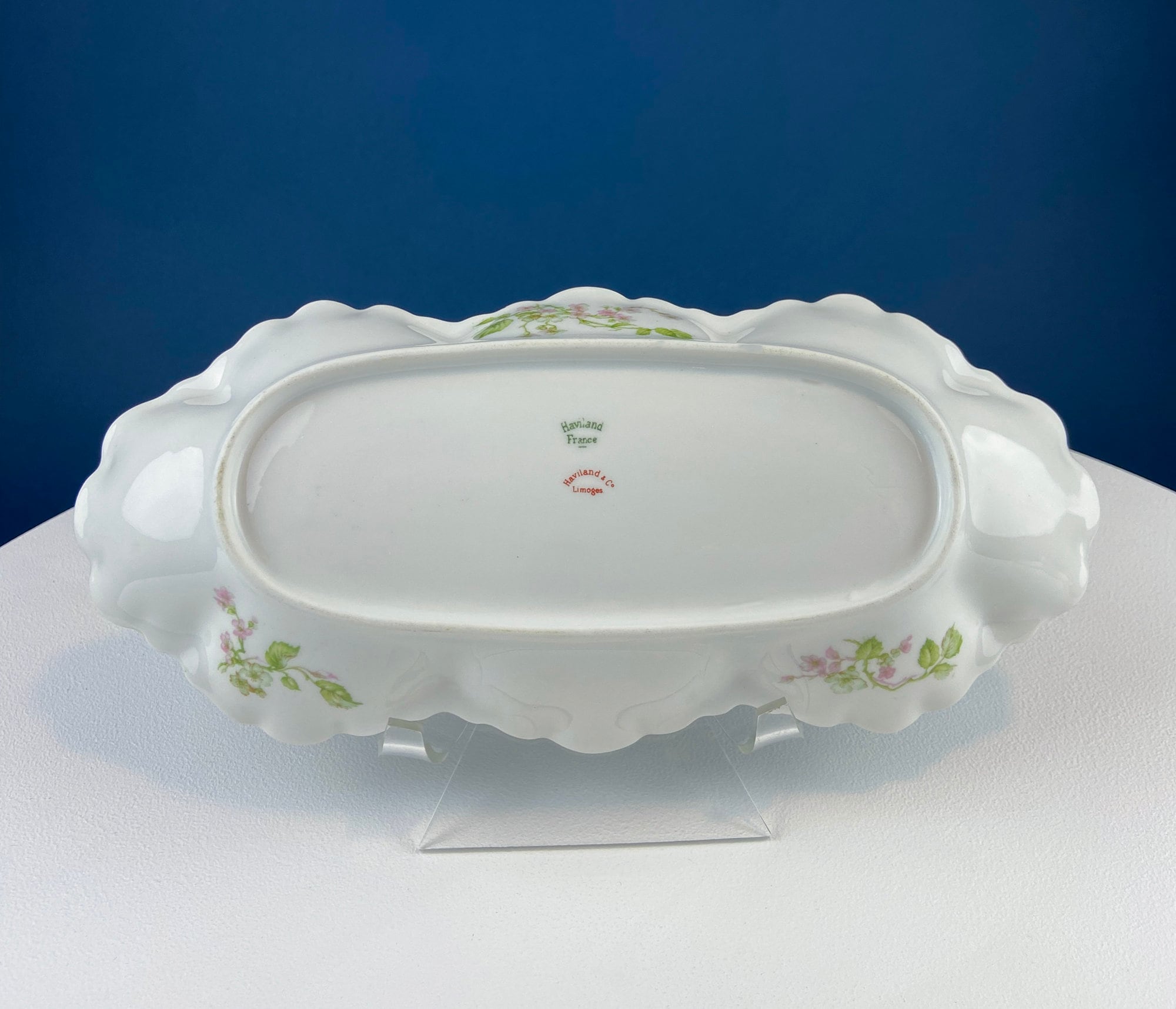 Limoges Porcelain Oval Serving Platter – Wild Roses Motif
