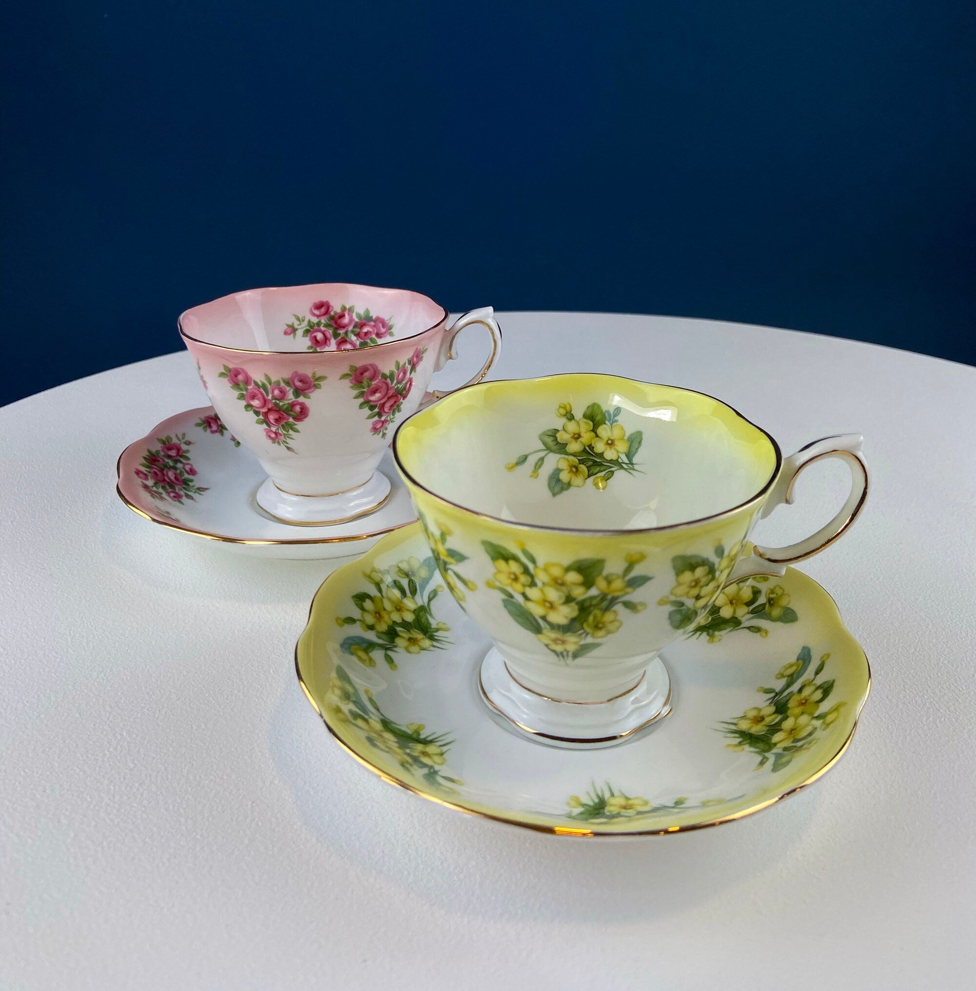 Vintage Teacup or Coffee Cup and Saucer by Royal Albert. Dainty Dina Series, Mary. Hand Painted Roses. English Breakfast.