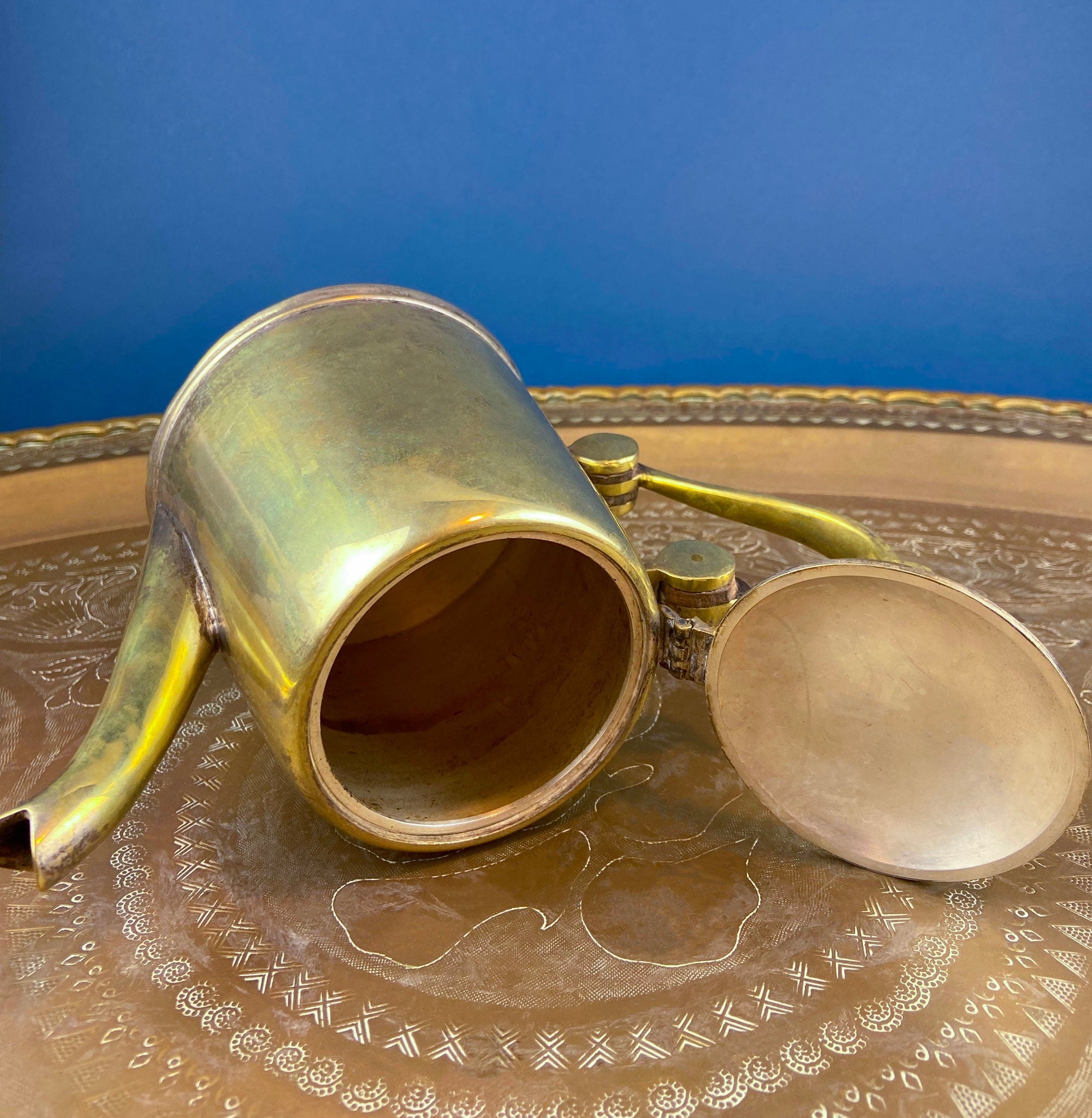 Antique Brass Teapot – Heavy Brass with Decorative Handle