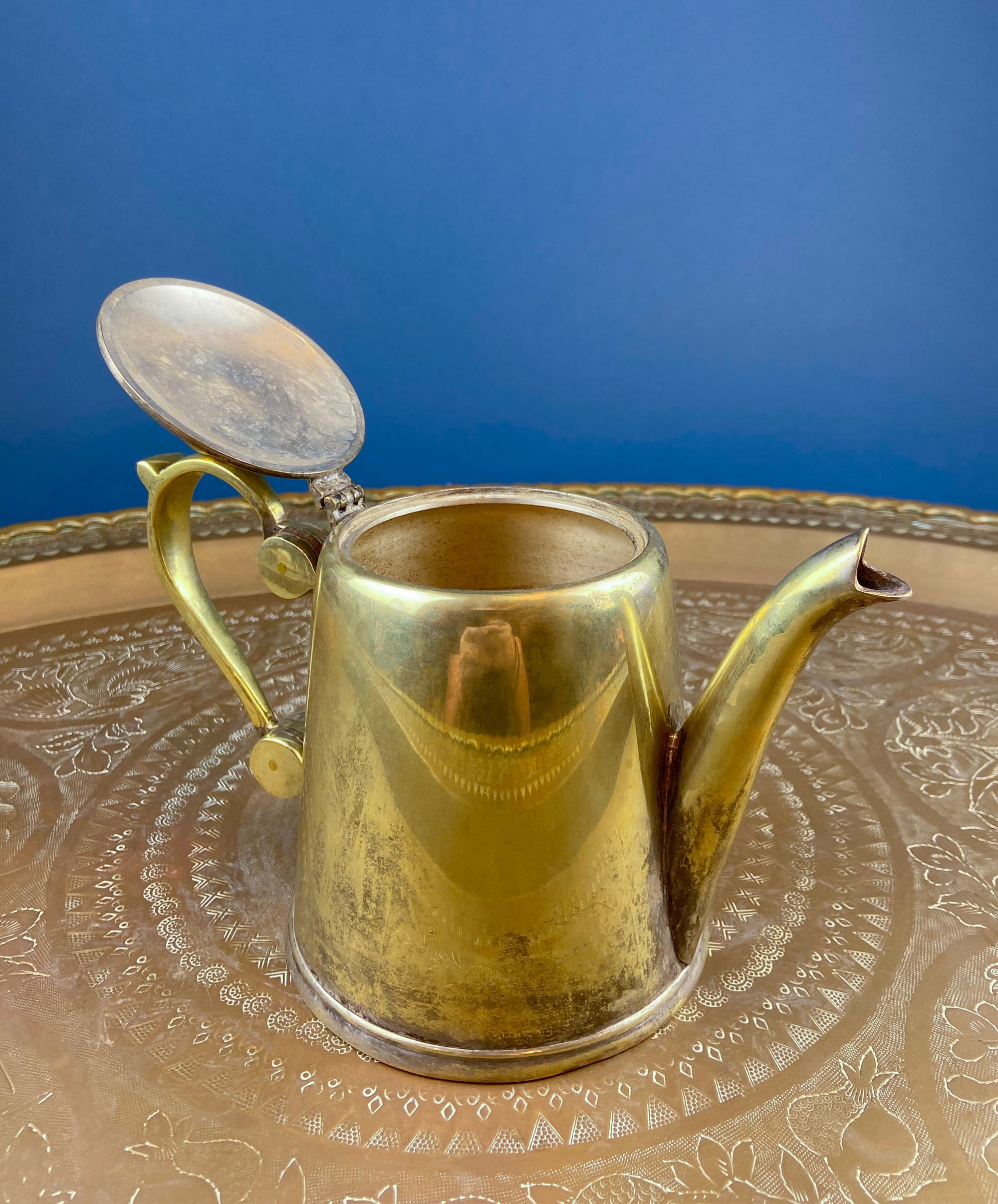 Antique Brass Teapot – Heavy Brass with Decorative Handle