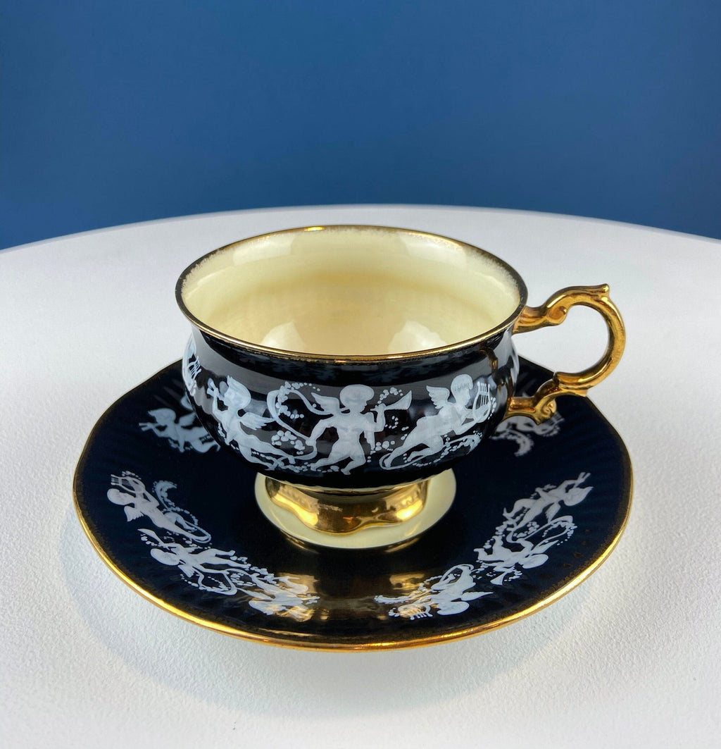 Elizabethan Fine Bone China Tea Cup & Saucer – Hand-Painted Cupids
