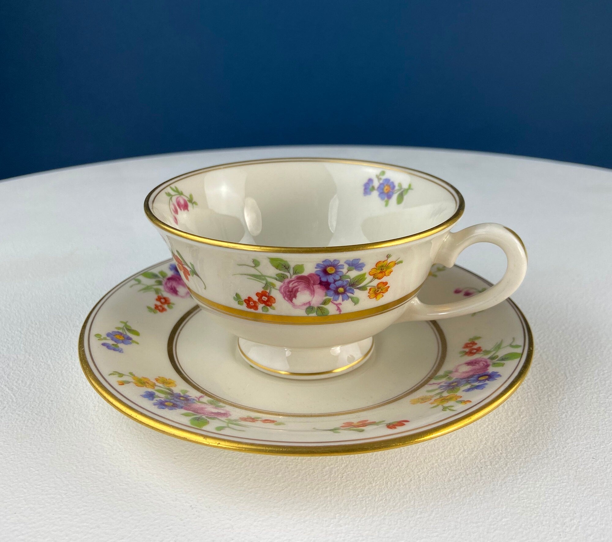 Coxon Belleek Floral China Serving Set: Antique Cottagecore Decor
