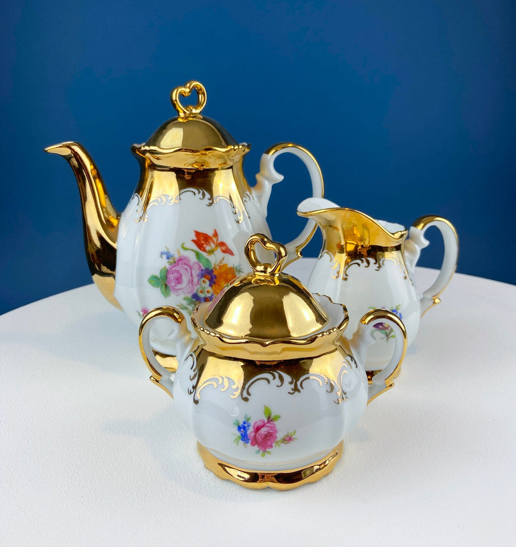 Prussian Gold Demitasse Tea & Coffee Set – Service for Two, 13 Pieces