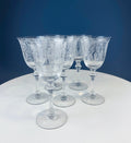 Tiffin-Franciscan Wine Goblets. Etched June Night Pattern. Collectible Stemware. Set of 6. Modern Farmhouse. French Country. House Beautiful