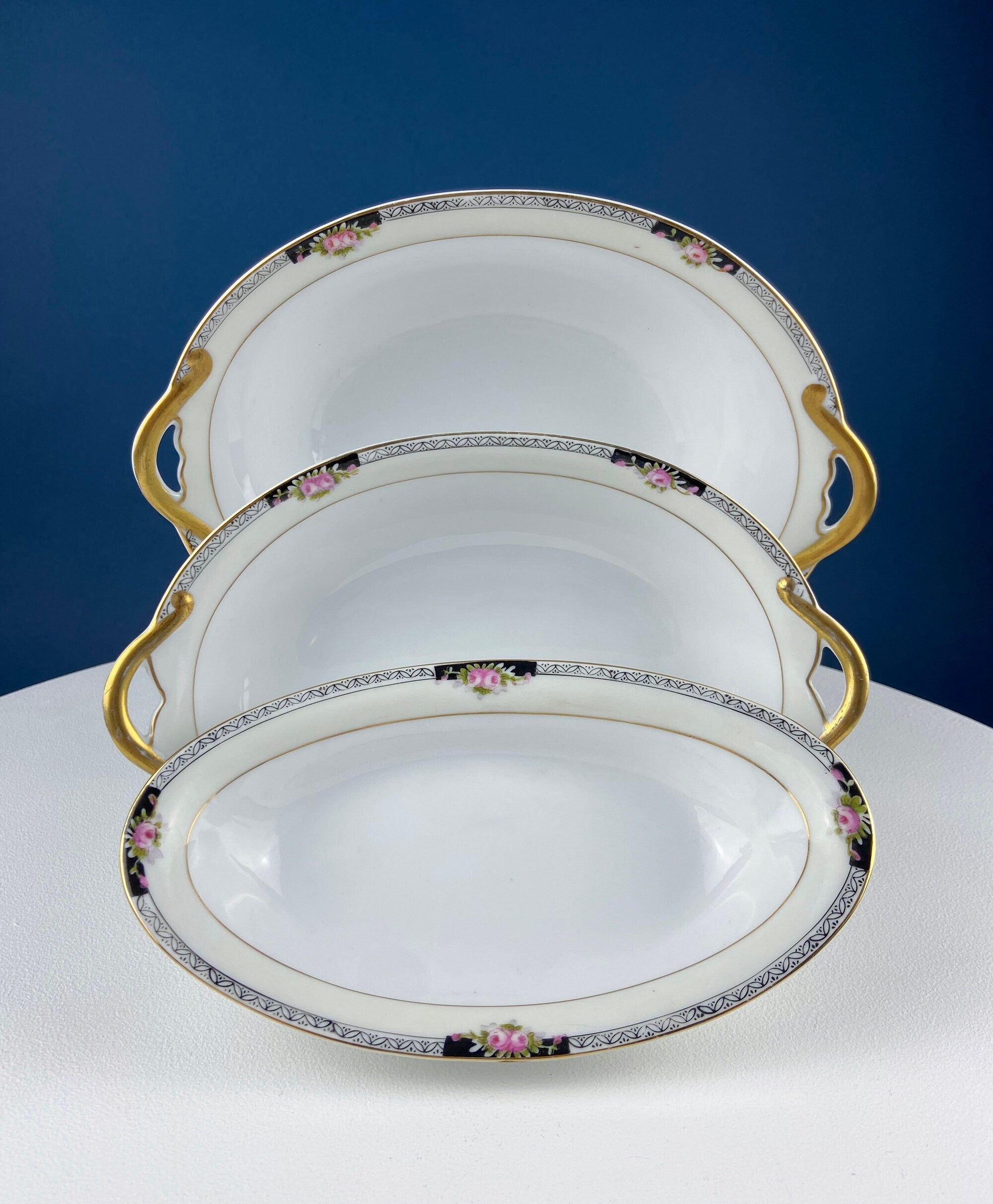 Noritake Beechmont Vintage Dinnerware Set – Rose Clusters & Black
