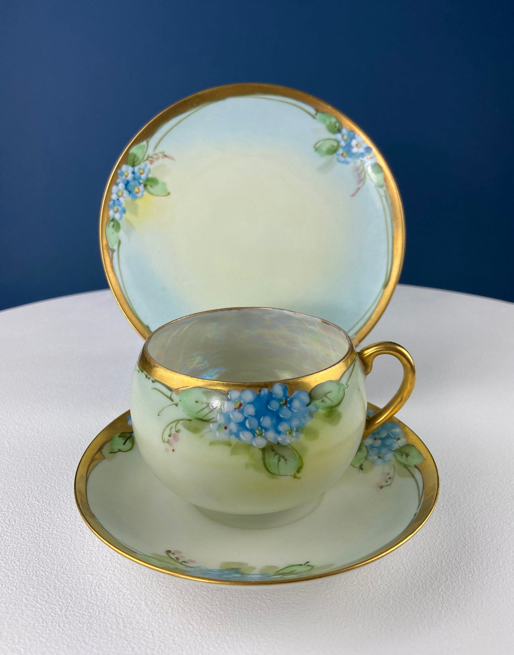 Antique Nippon Hand-Painted Tea Trio – Forget-Me-Not Motif