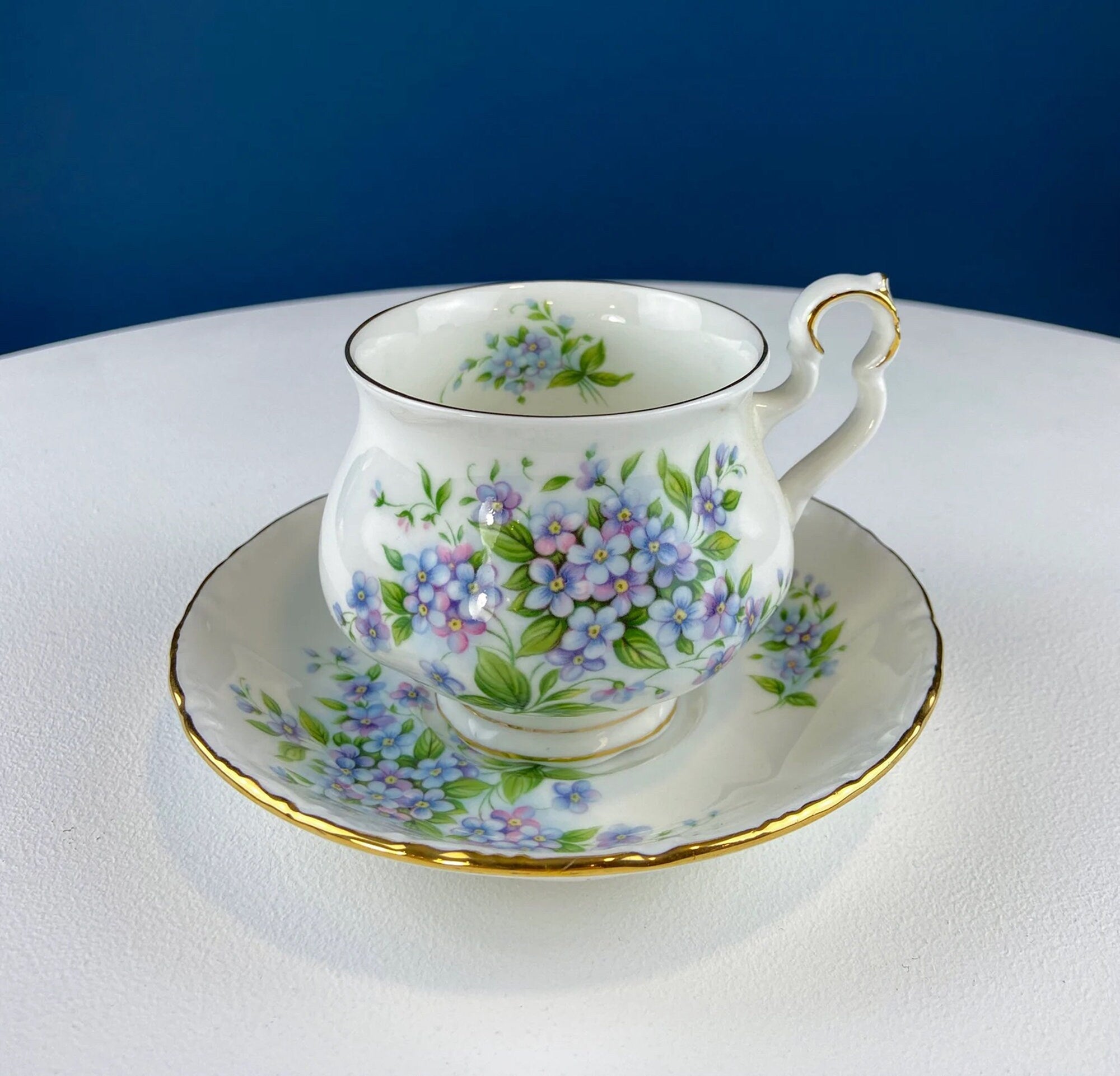 Antique Nippon Hand-Painted Tea Trio – Forget-Me-Not Motif