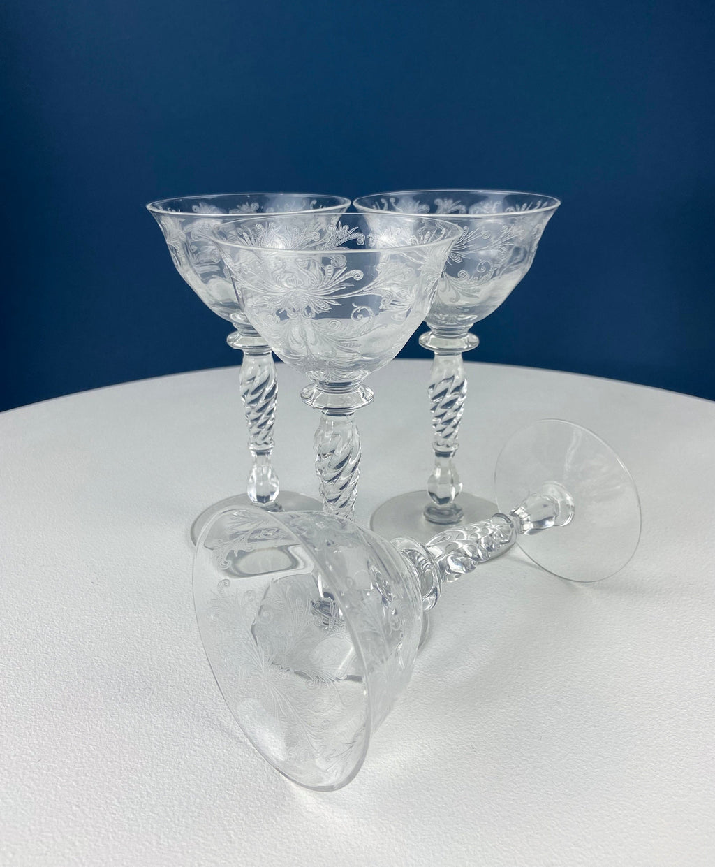 Tiffin Franciscan Byzantine Etched Crystal Sweet Wine Glasses – Set of 4