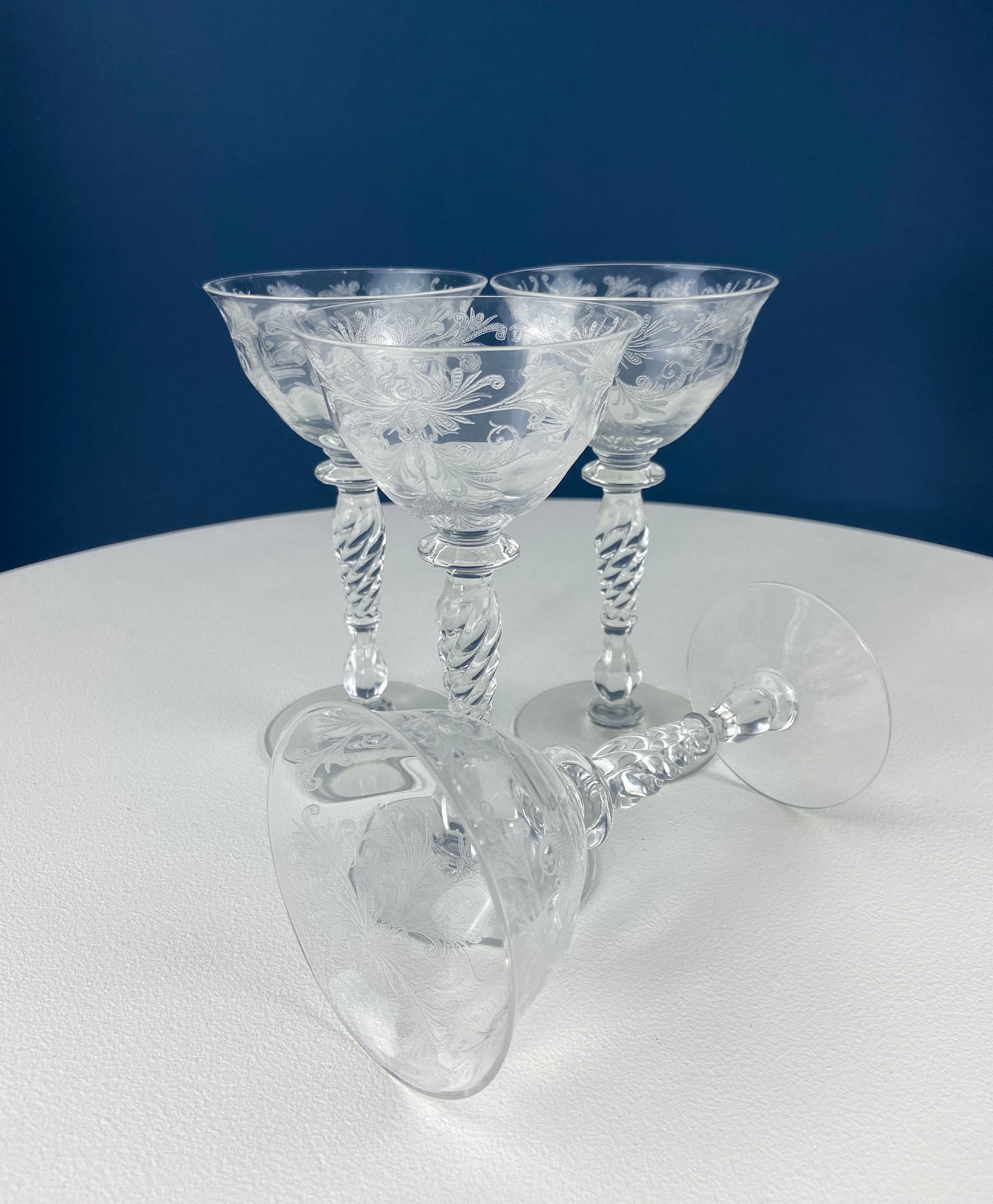 Tiffin Franciscan Byzantine Etched Crystal Sweet Wine Glasses – Set of 4