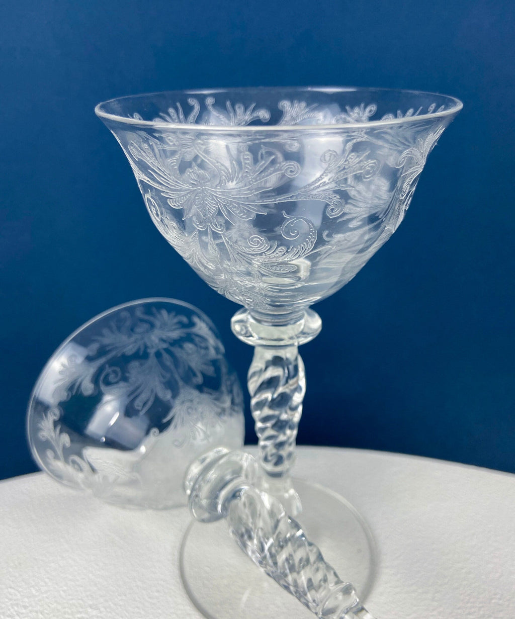 Tiffin Franciscan Byzantine Etched Crystal Sweet Wine Glasses – Set of 4