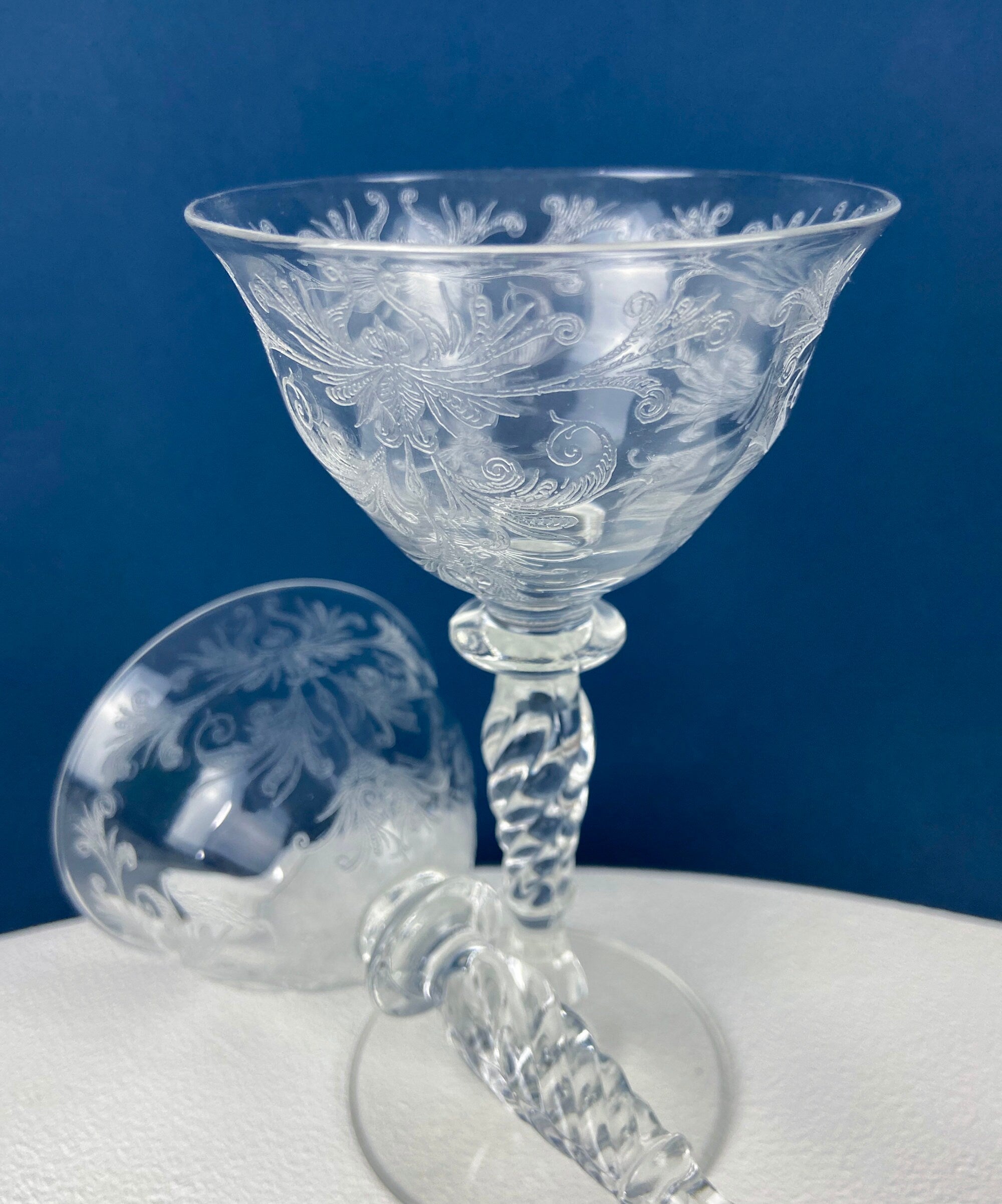 Tiffin Franciscan Byzantine Etched Crystal Sweet Wine Glasses – Set of 4