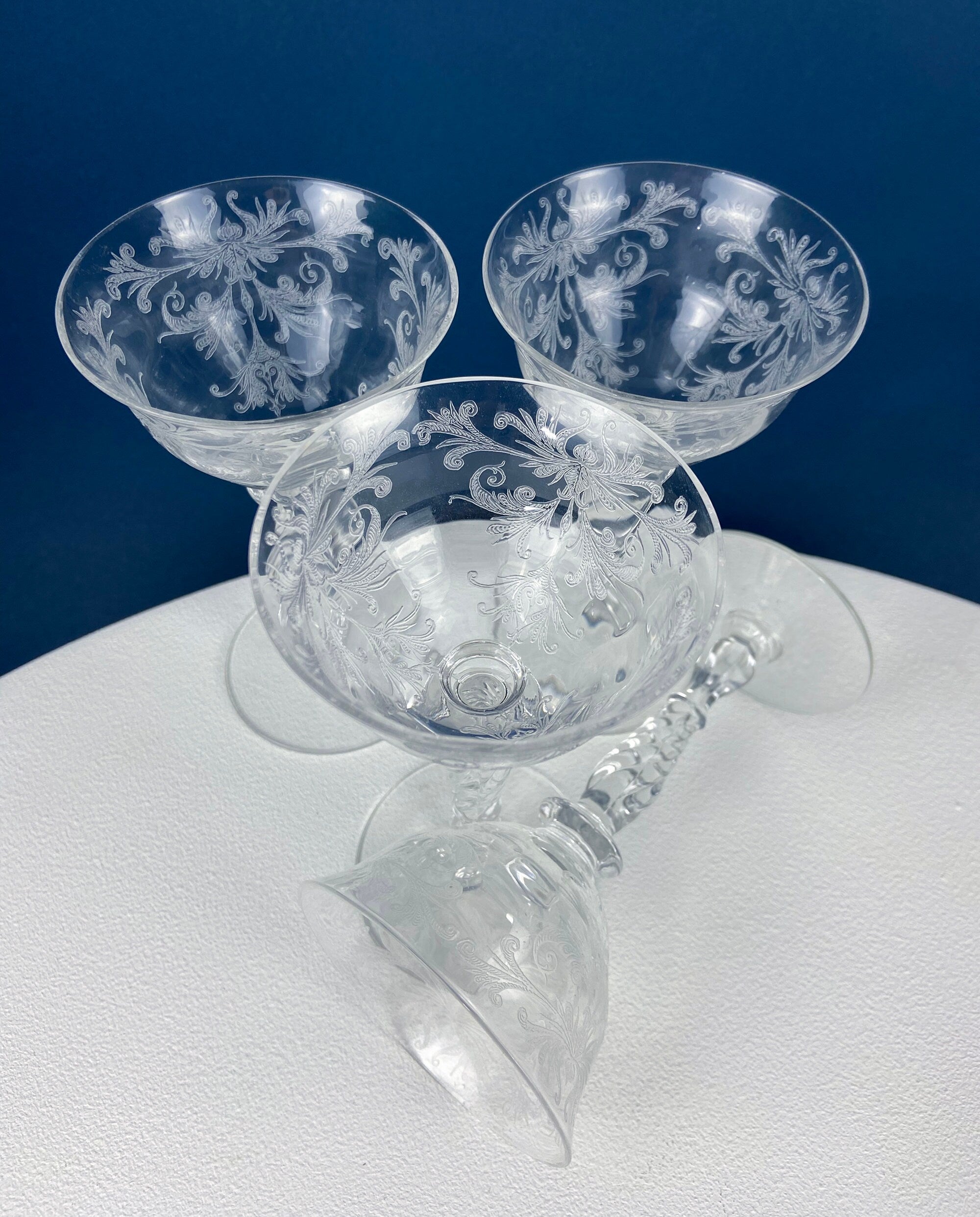Tiffin Franciscan Byzantine Etched Crystal Sweet Wine Glasses – Set of 4