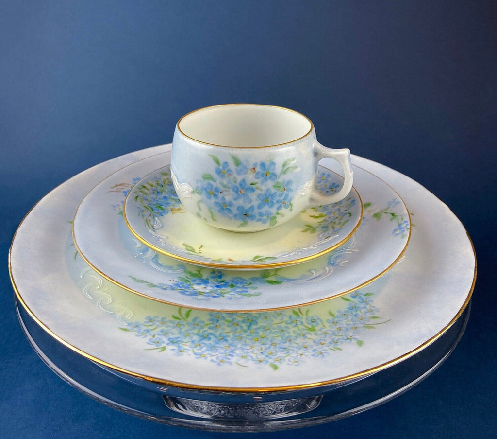 Antique Nippon Hand-Painted Tea Trio – Forget-Me-Not Motif