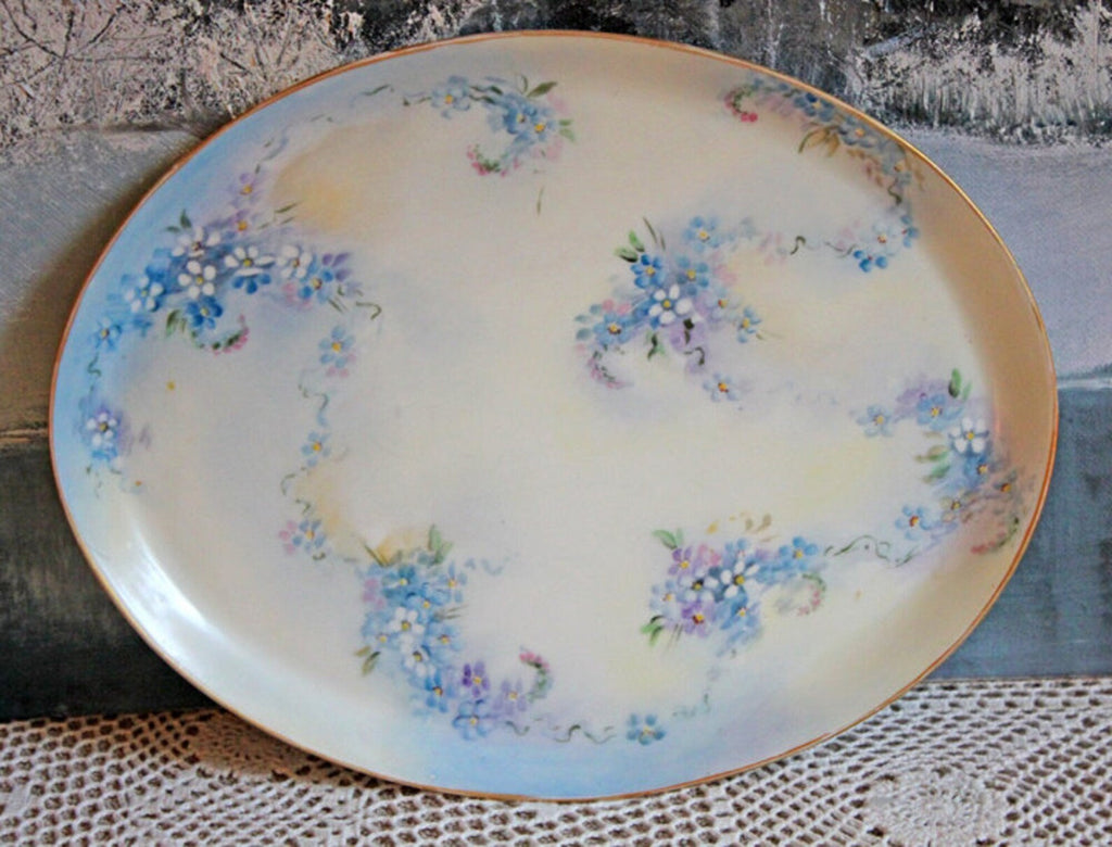 Antique Nippon Hand-Painted Tea Trio – Forget-Me-Not Motif