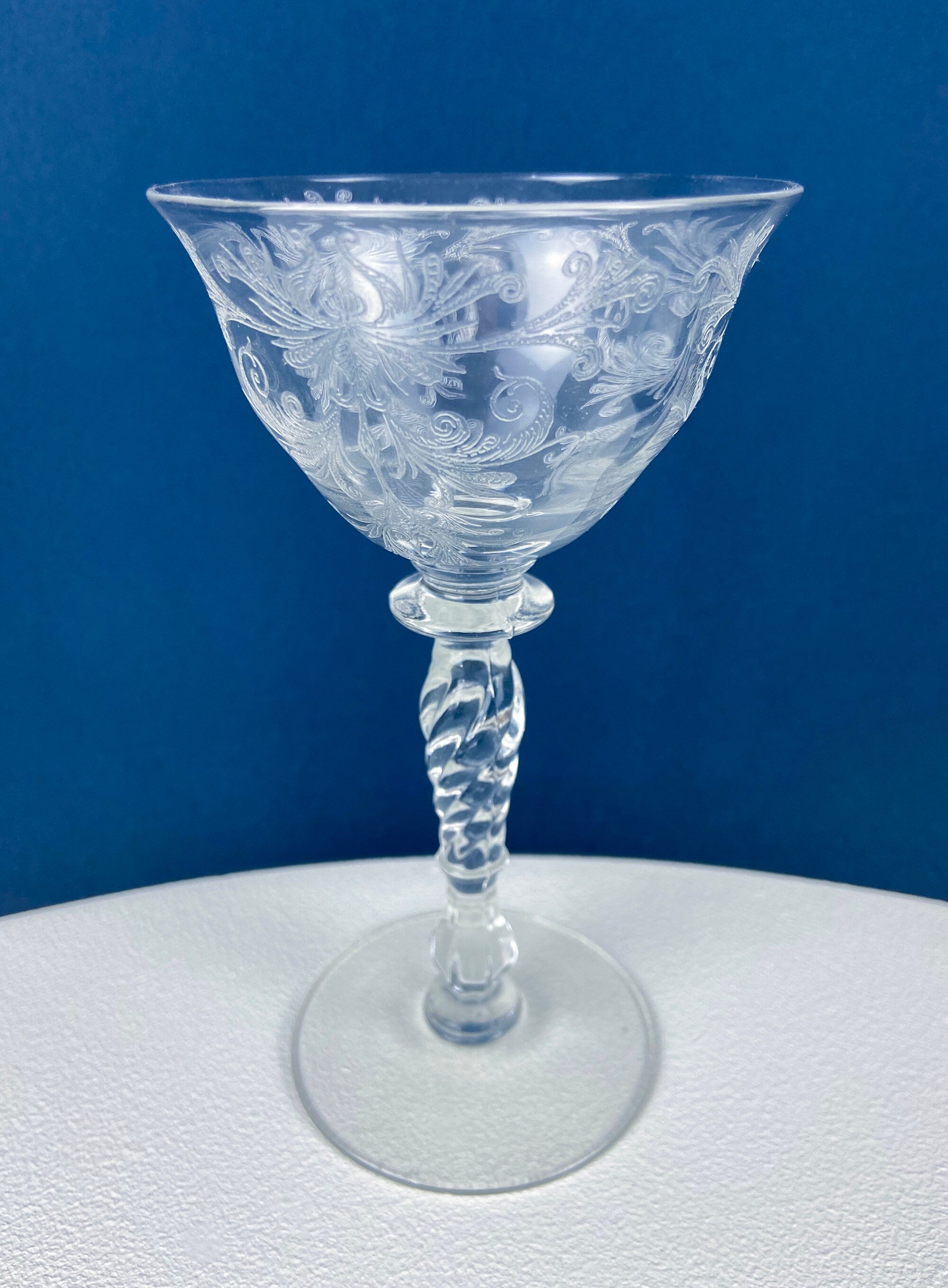 Tiffin Franciscan Byzantine Etched Crystal Sweet Wine Glasses – Set of 4
