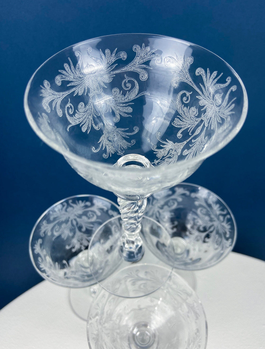 Tiffin Franciscan Byzantine Etched Crystal Sweet Wine Glasses – Set of 4