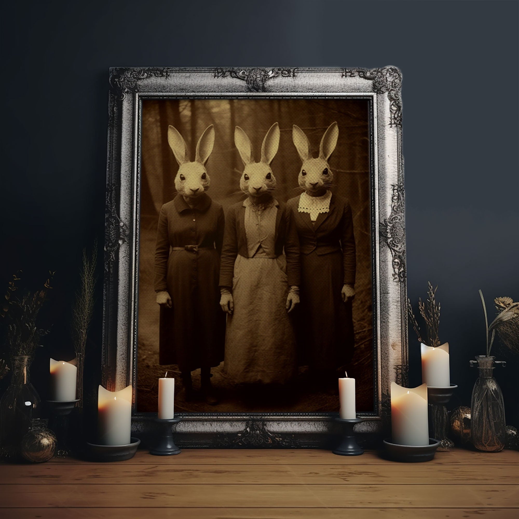 Cult of the Rabbit Framed Canvas Print